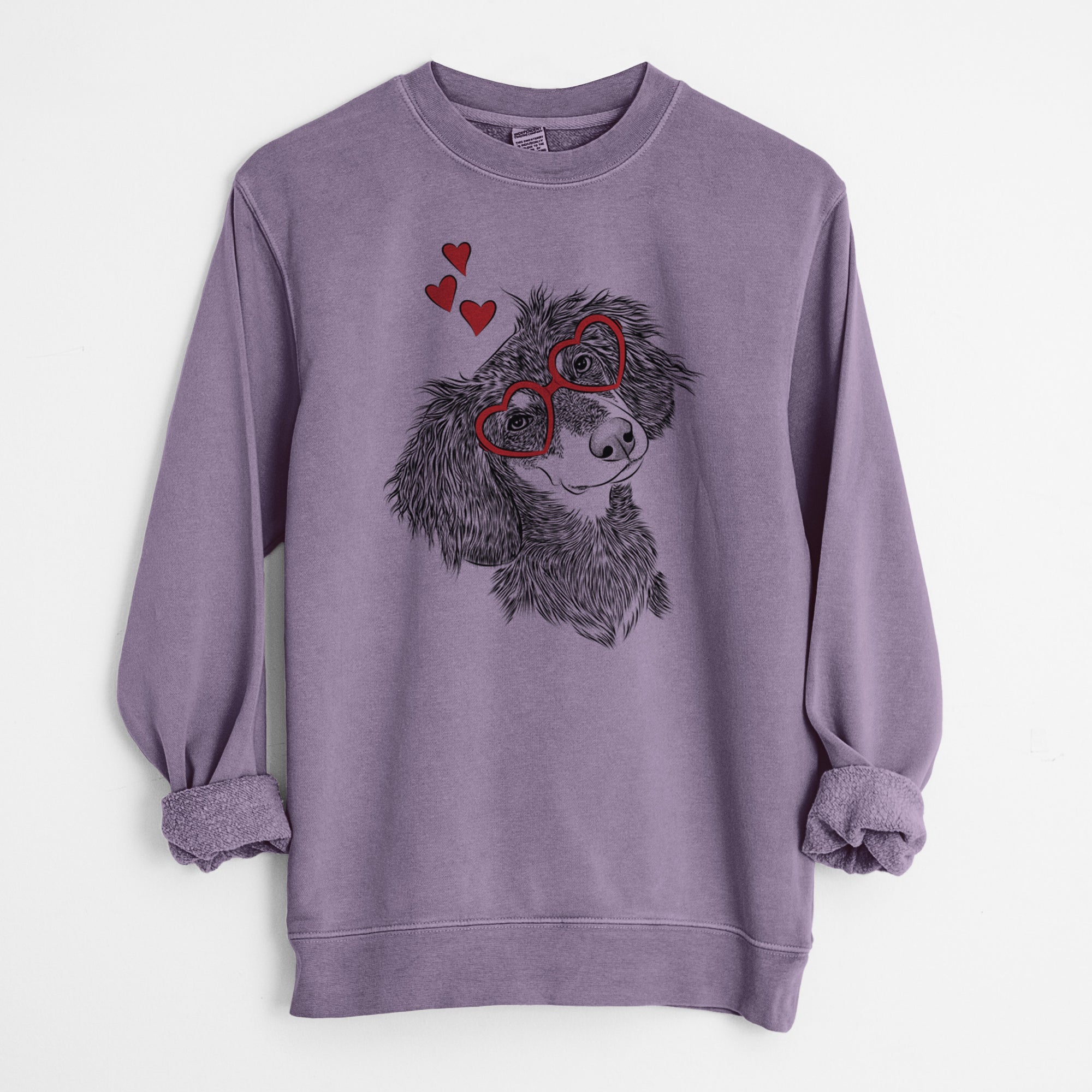 Valentine Bailey the Long Haired Dachshund - Unisex Pigment Dyed Crew Sweatshirt