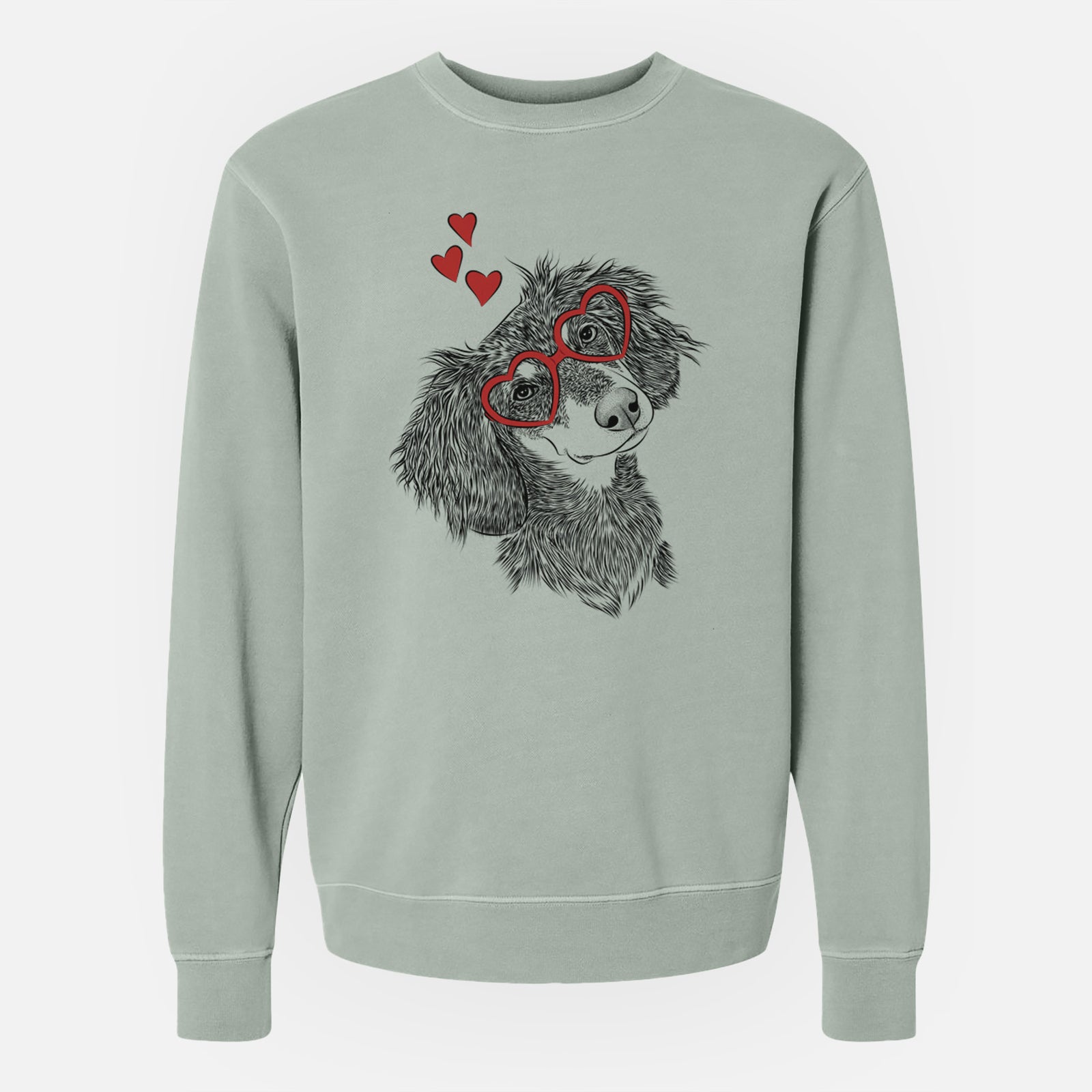 Valentine Bailey the Long Haired Dachshund - Unisex Pigment Dyed Crew Sweatshirt