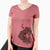 Valentine Bailey the Long Haired Dachshund - Women's V-neck Shirt