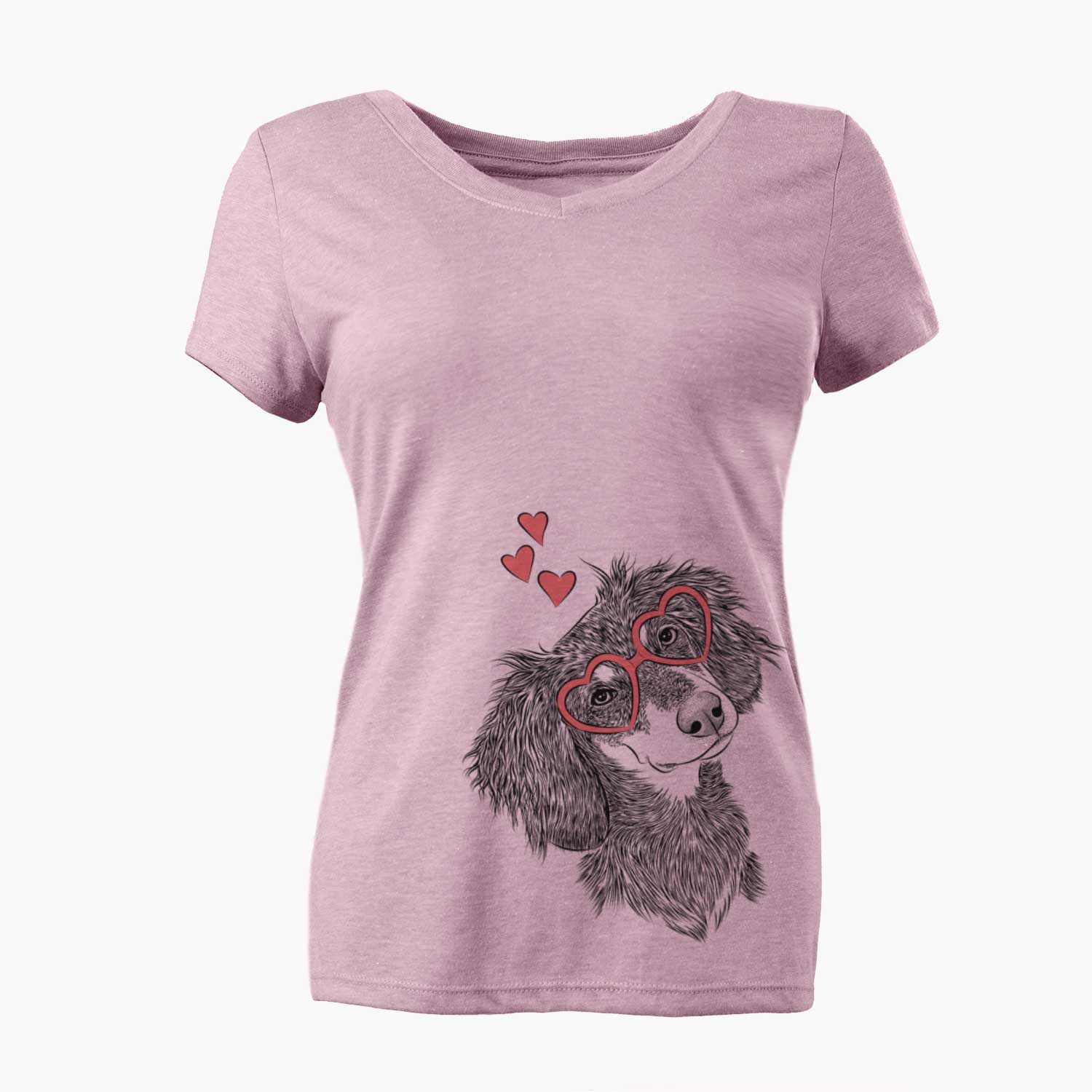 Valentine Bailey the Long Haired Dachshund - Women's V-neck Shirt