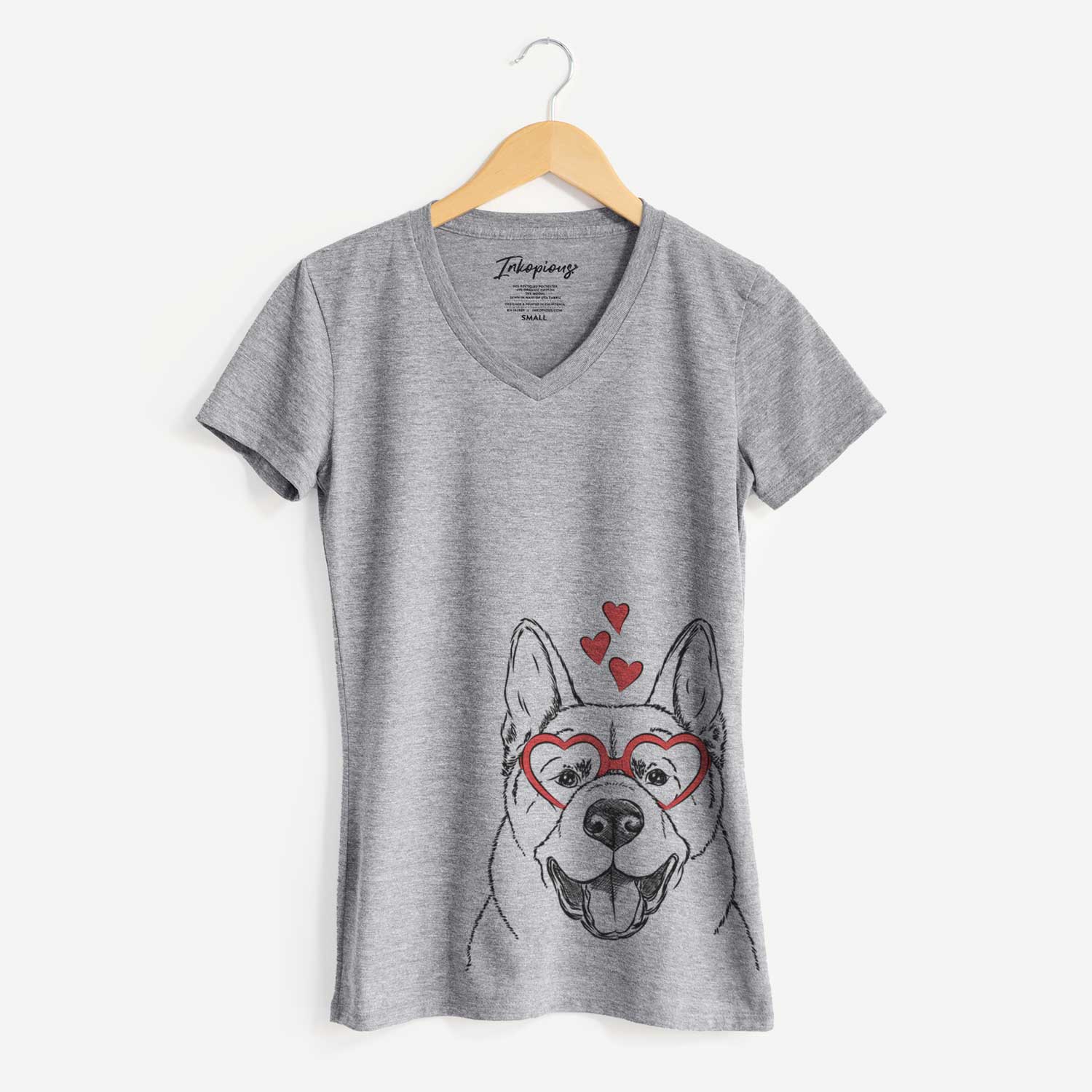 Valentine Baku the Akita - Women's V-neck Shirt