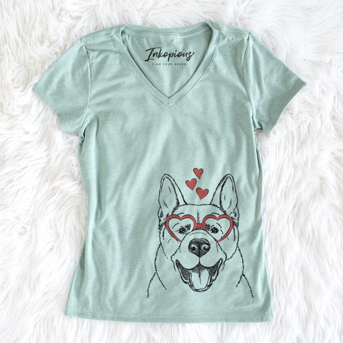 Valentine Baku the Akita - Women&#39;s V-neck Shirt