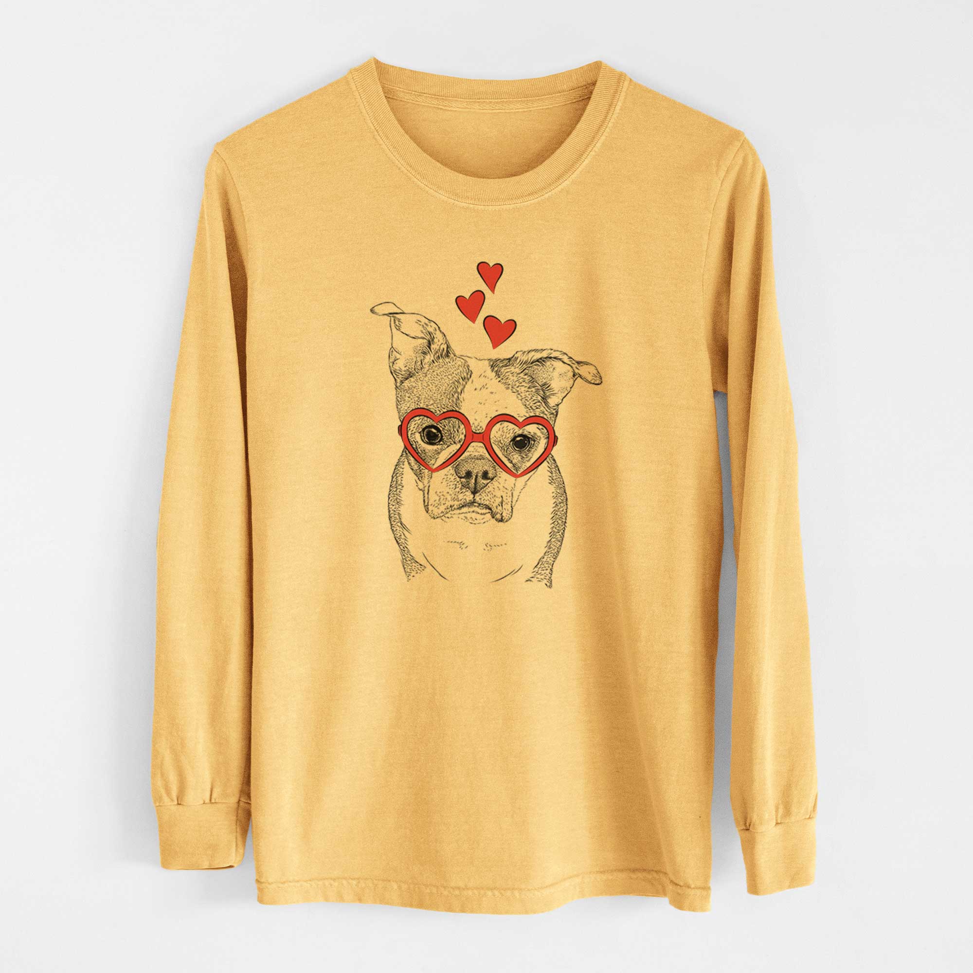 Valentine Bandit the Boston Terrier - Heavyweight 100% Cotton Long Sleeve