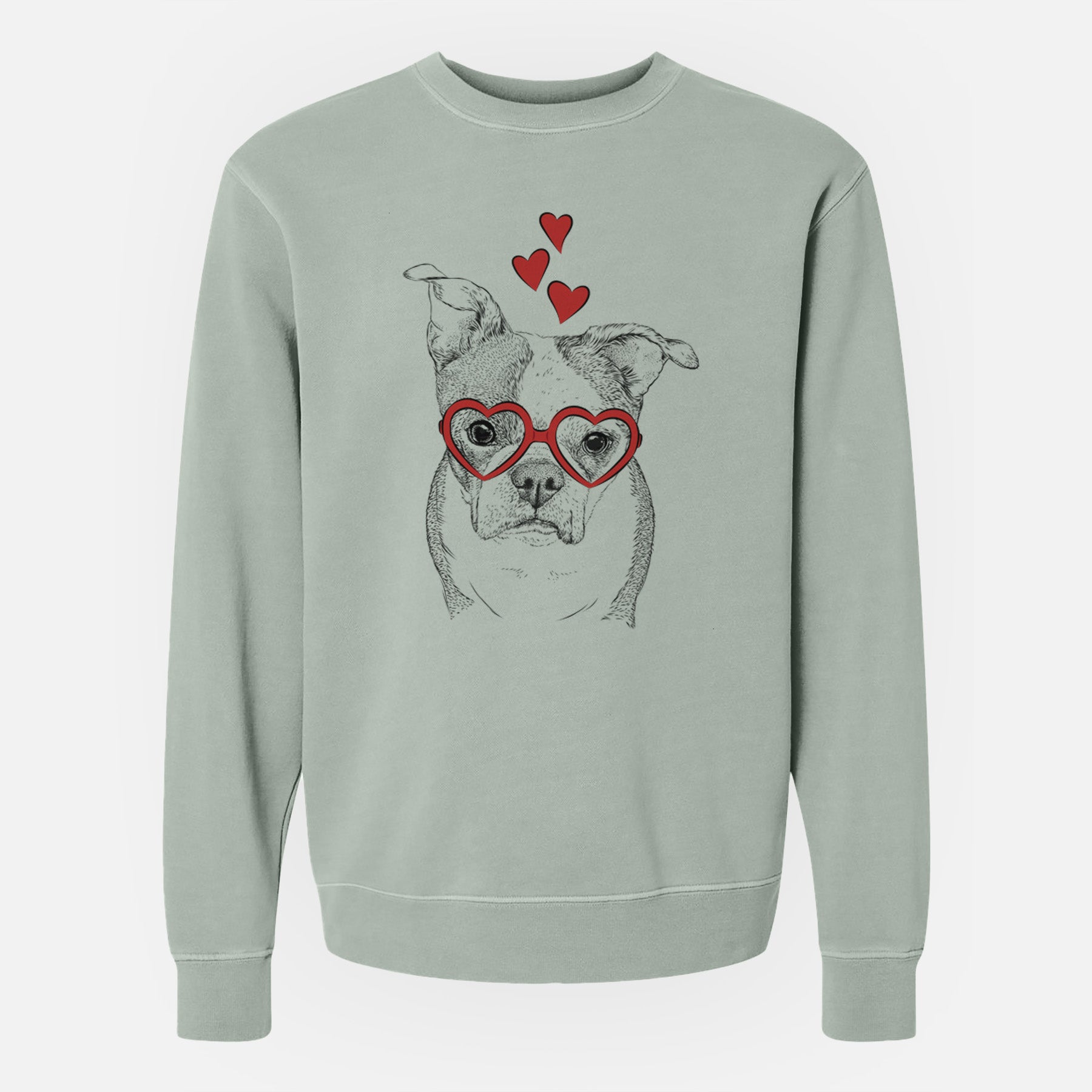 Valentine Bandit the Boston Terrier - Unisex Pigment Dyed Crew Sweatshirt