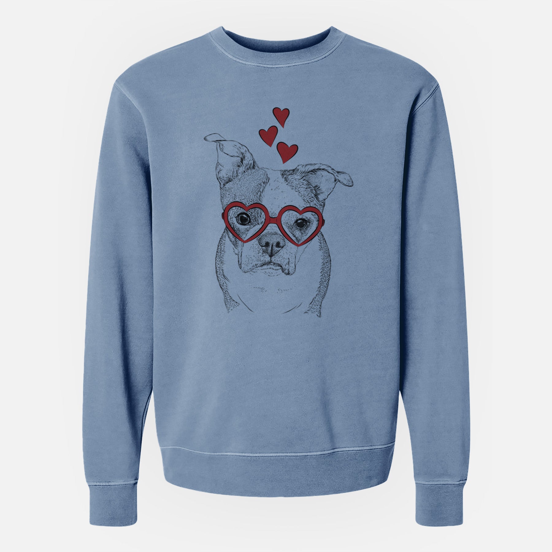 Valentine Bandit the Boston Terrier - Unisex Pigment Dyed Crew Sweatshirt