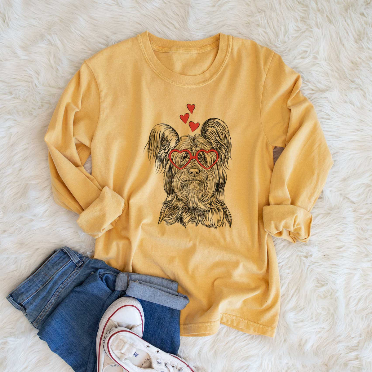 Valentine Bandit the Skye Terrier - Heavyweight 100% Cotton Long Sleeve