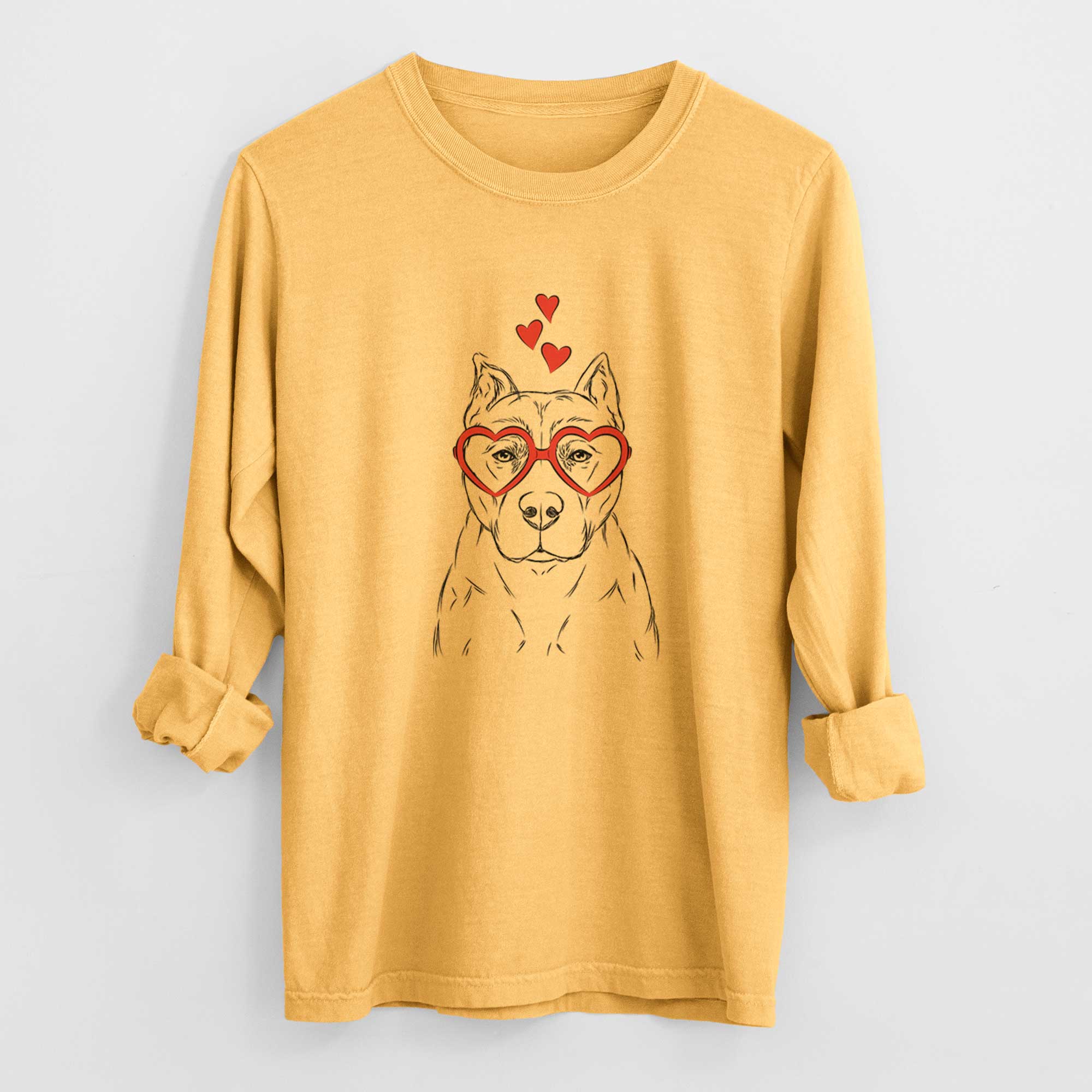 Valentine Bane the Pitbull Mix - Heavyweight 100% Cotton Long Sleeve