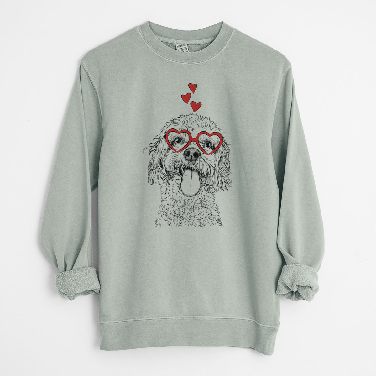 Valentine Barney the Cavachon - Unisex Pigment Dyed Crew Sweatshirt