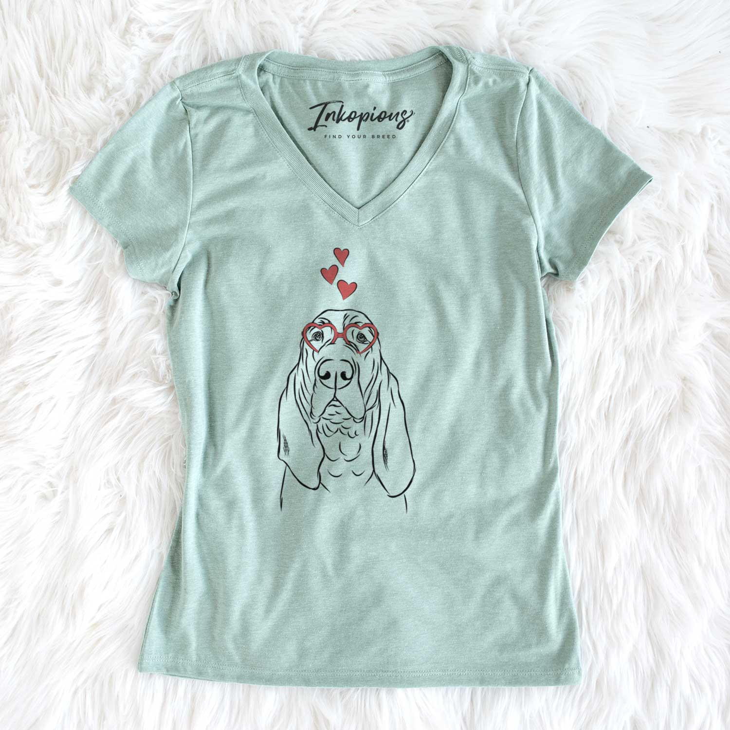 Valentine Baron the Bloodhound - Women's V-neck Shirt