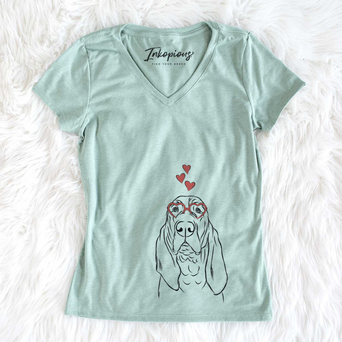 Valentine Baron the Bloodhound - Women&#39;s V-neck Shirt