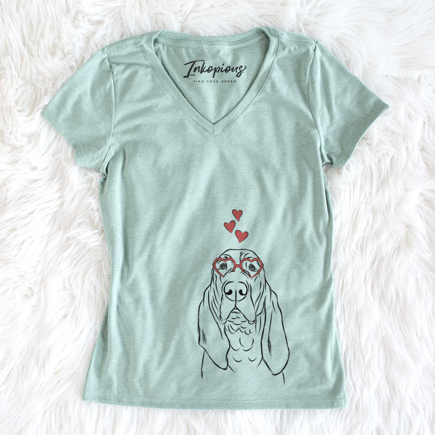 Valentine Baron the Bloodhound - Women's V-neck Shirt