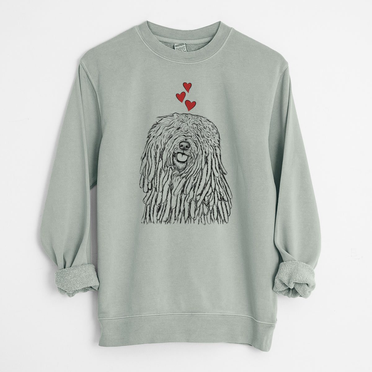 Valentine Barry the Komondor - Unisex Pigment Dyed Crew Sweatshirt
