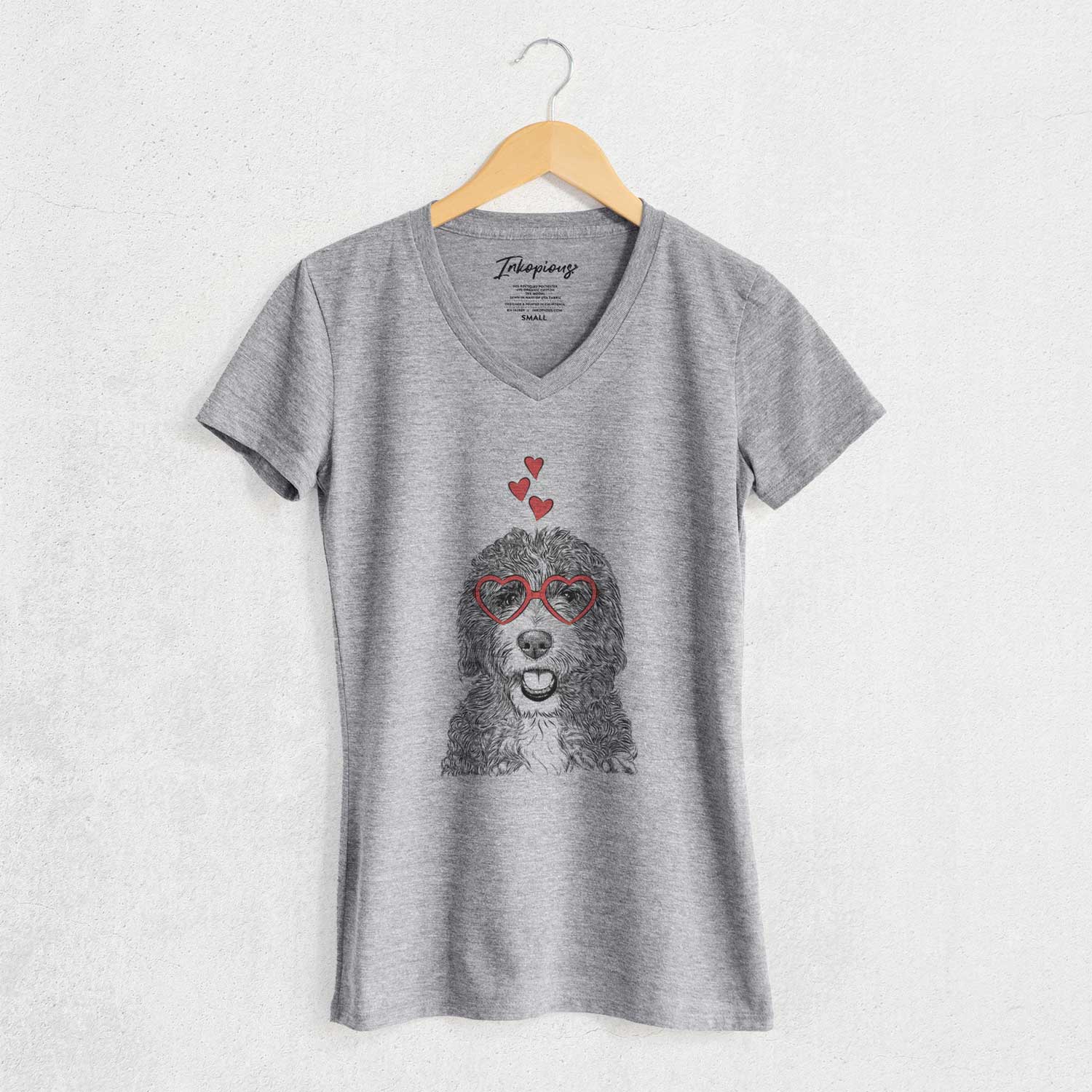 Valentine Bash the Bernedoodle - Women's V-neck Shirt