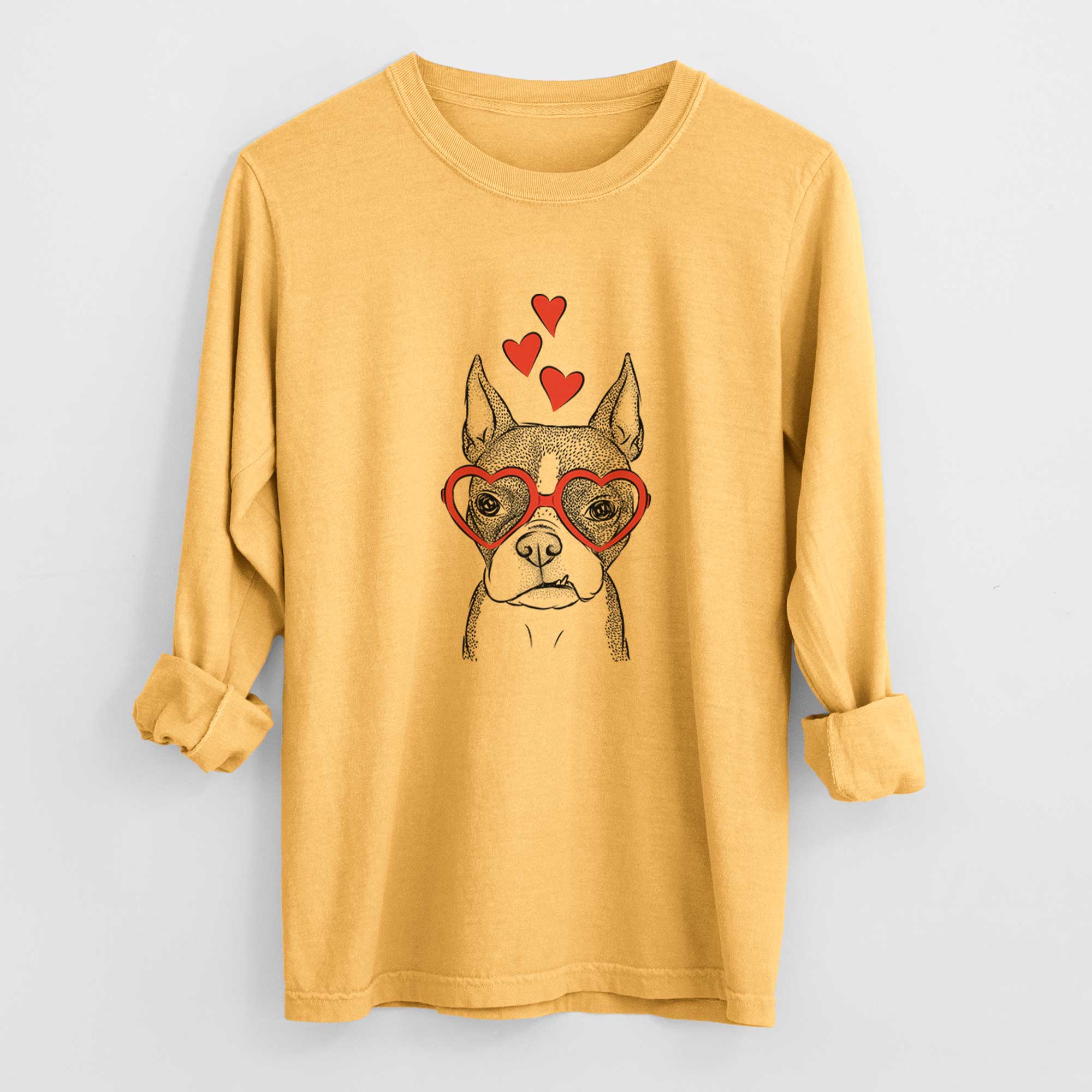 Valentine Bean the Boston Terrier - Heavyweight 100% Cotton Long Sleeve