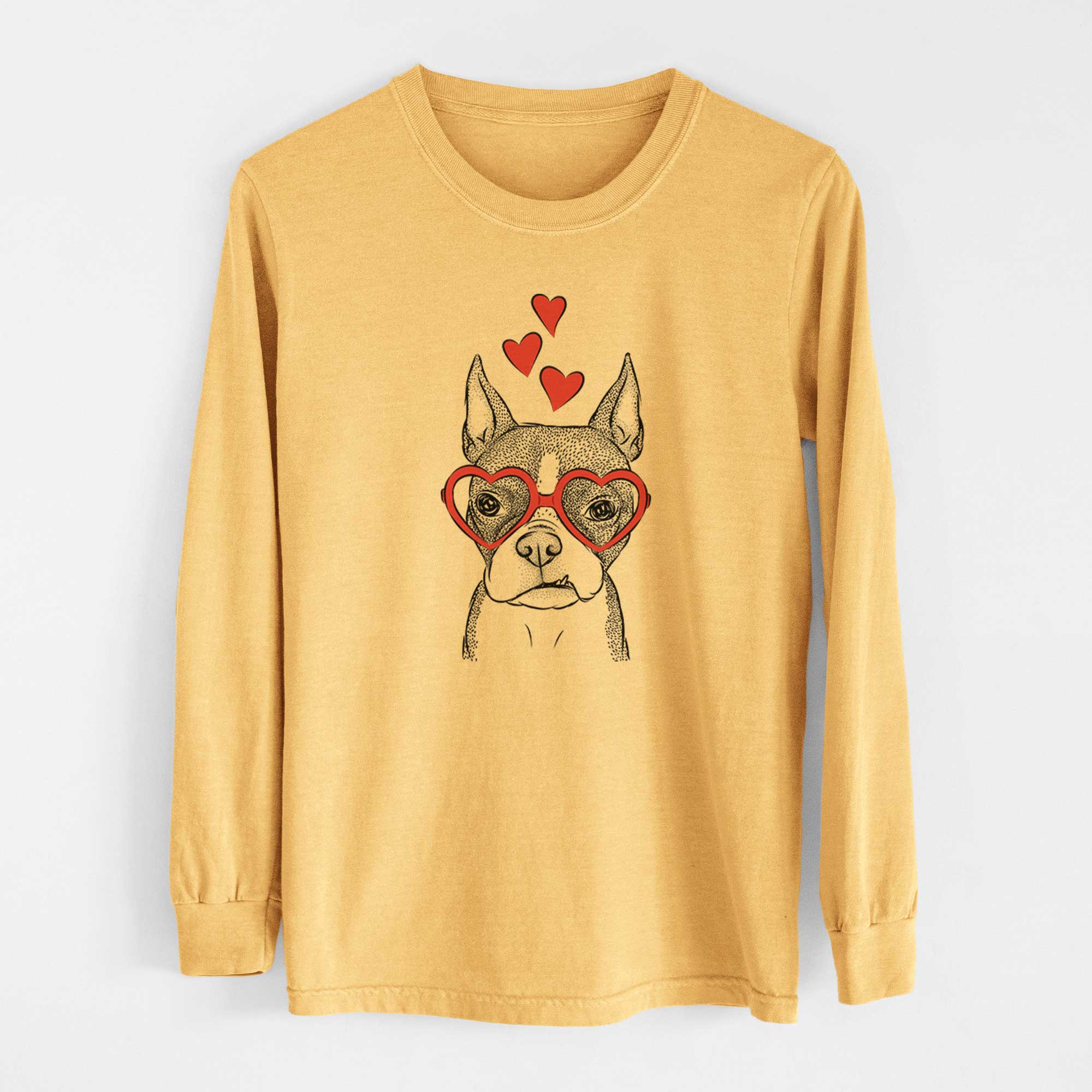 Valentine Bean the Boston Terrier - Heavyweight 100% Cotton Long Sleeve