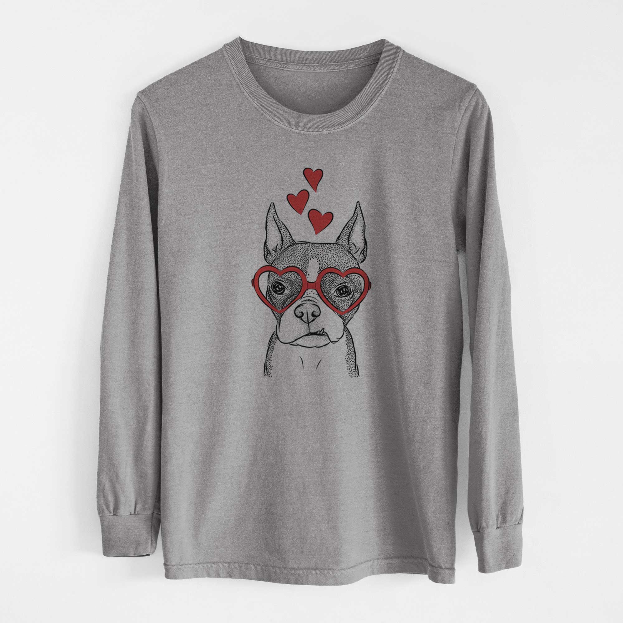 Valentine Bean the Boston Terrier - Heavyweight 100% Cotton Long Sleeve