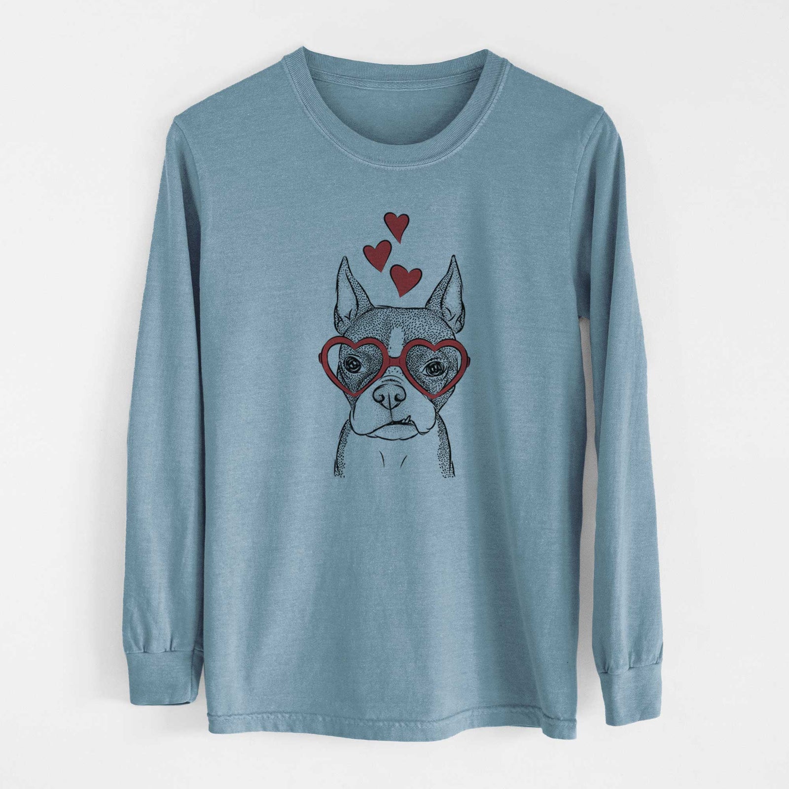 Valentine Bean the Boston Terrier - Heavyweight 100% Cotton Long Sleeve