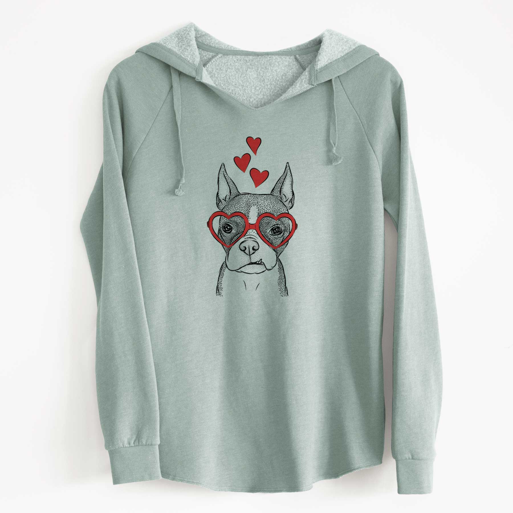 Valentine Bean the Boston Terrier - Cali Wave Hooded Sweatshirt