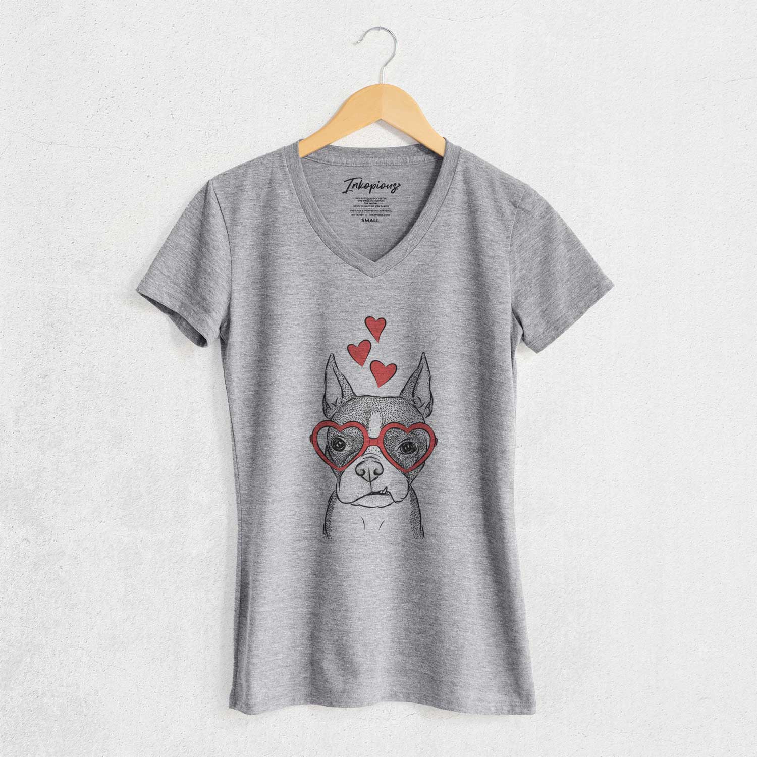 Valentine Bean the Boston Terrier - Women's V-neck Shirt