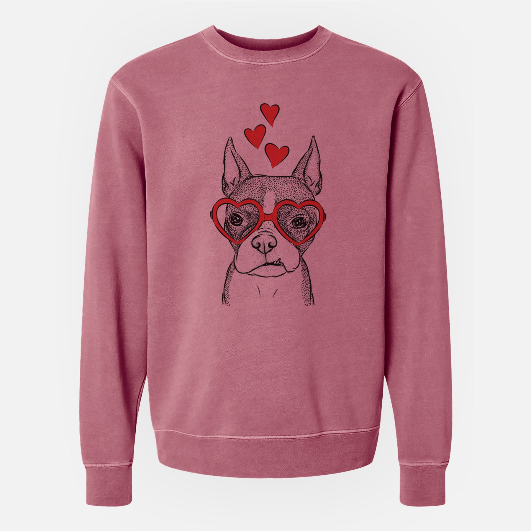 Valentine Bean the Boston Terrier - Unisex Pigment Dyed Crew Sweatshirt