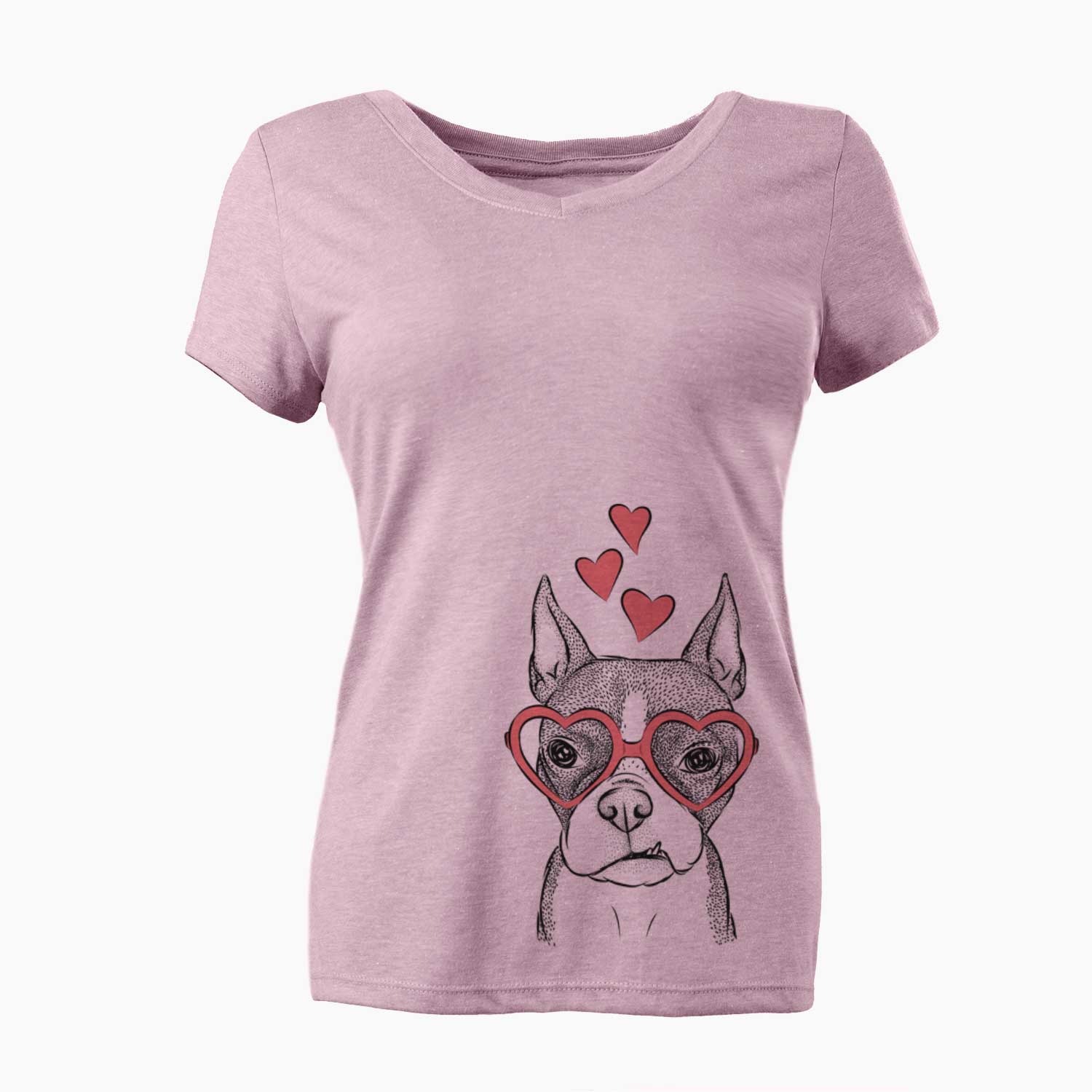 Valentine Bean the Boston Terrier - Women's V-neck Shirt