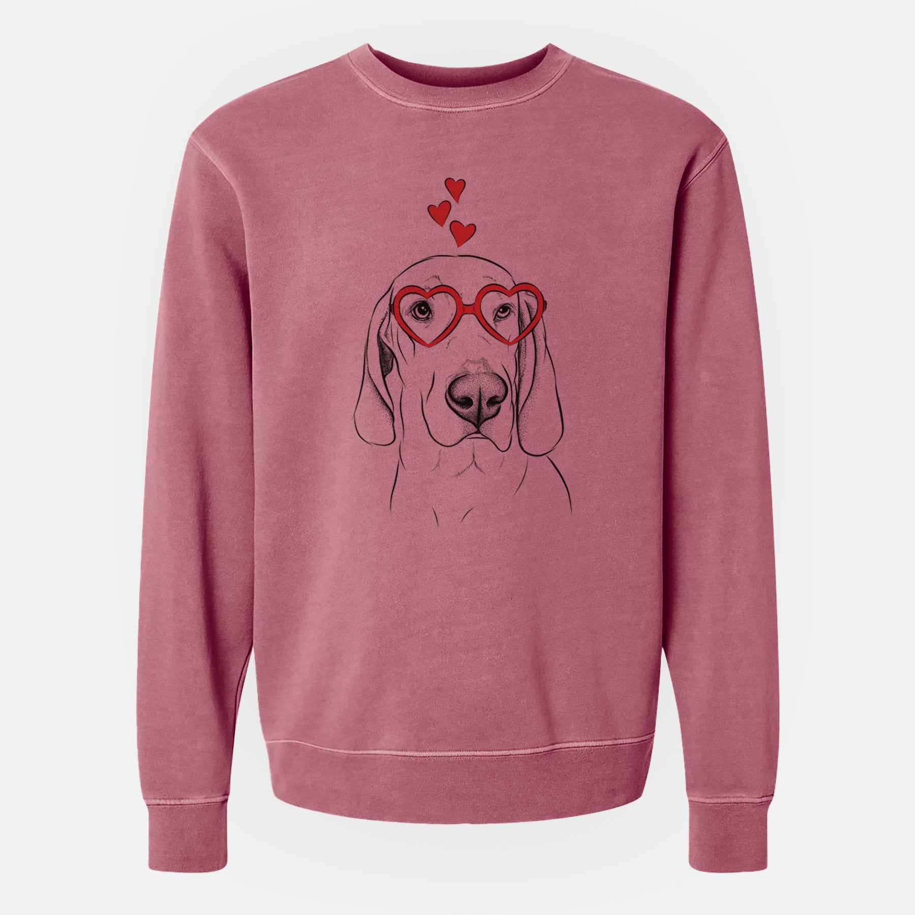 Valentine Beauregard the American Redbone Coonhound - Unisex Pigment Dyed Crew Sweatshirt