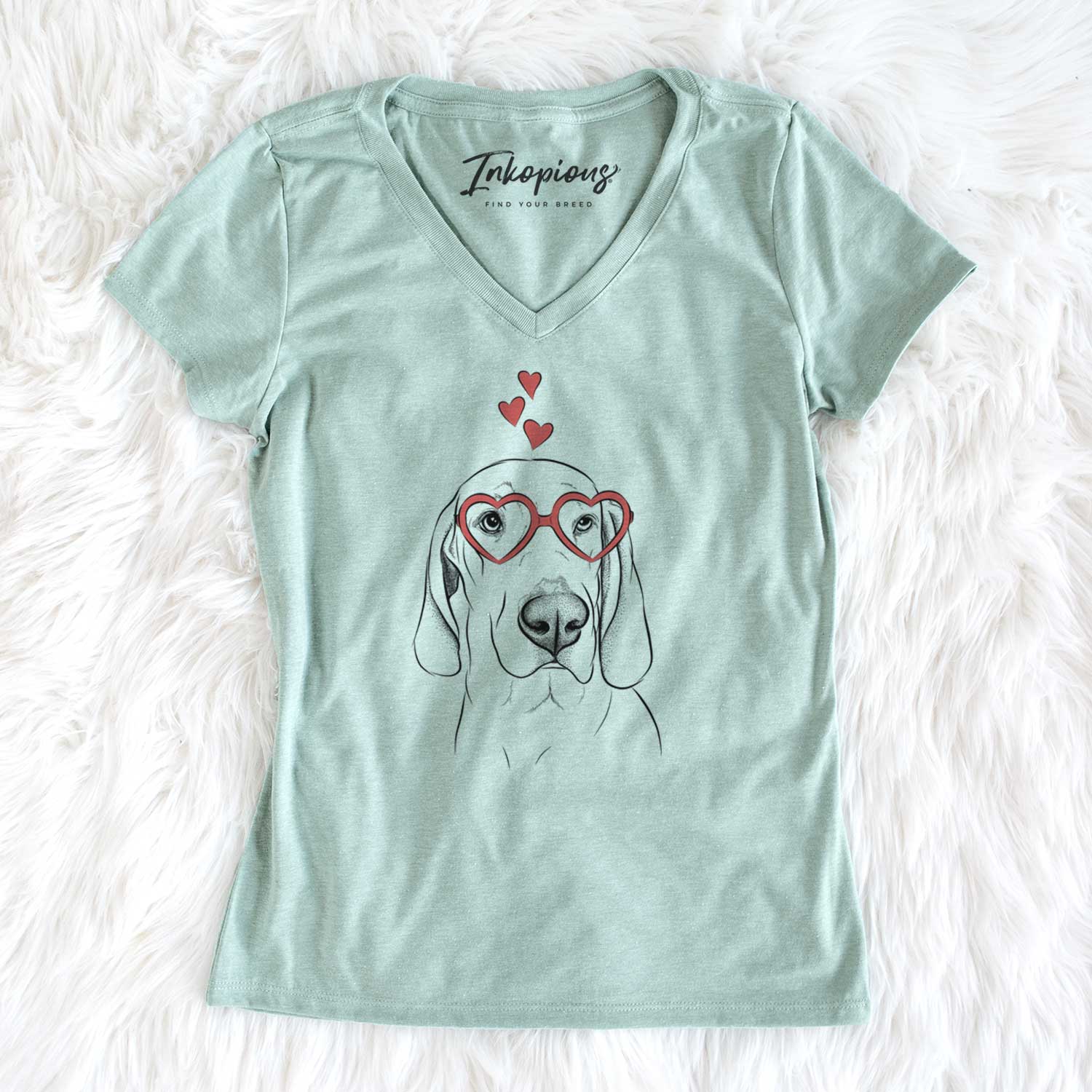 Valentine Beauregard the American Redbone Coonhound - Women's V-neck Shirt