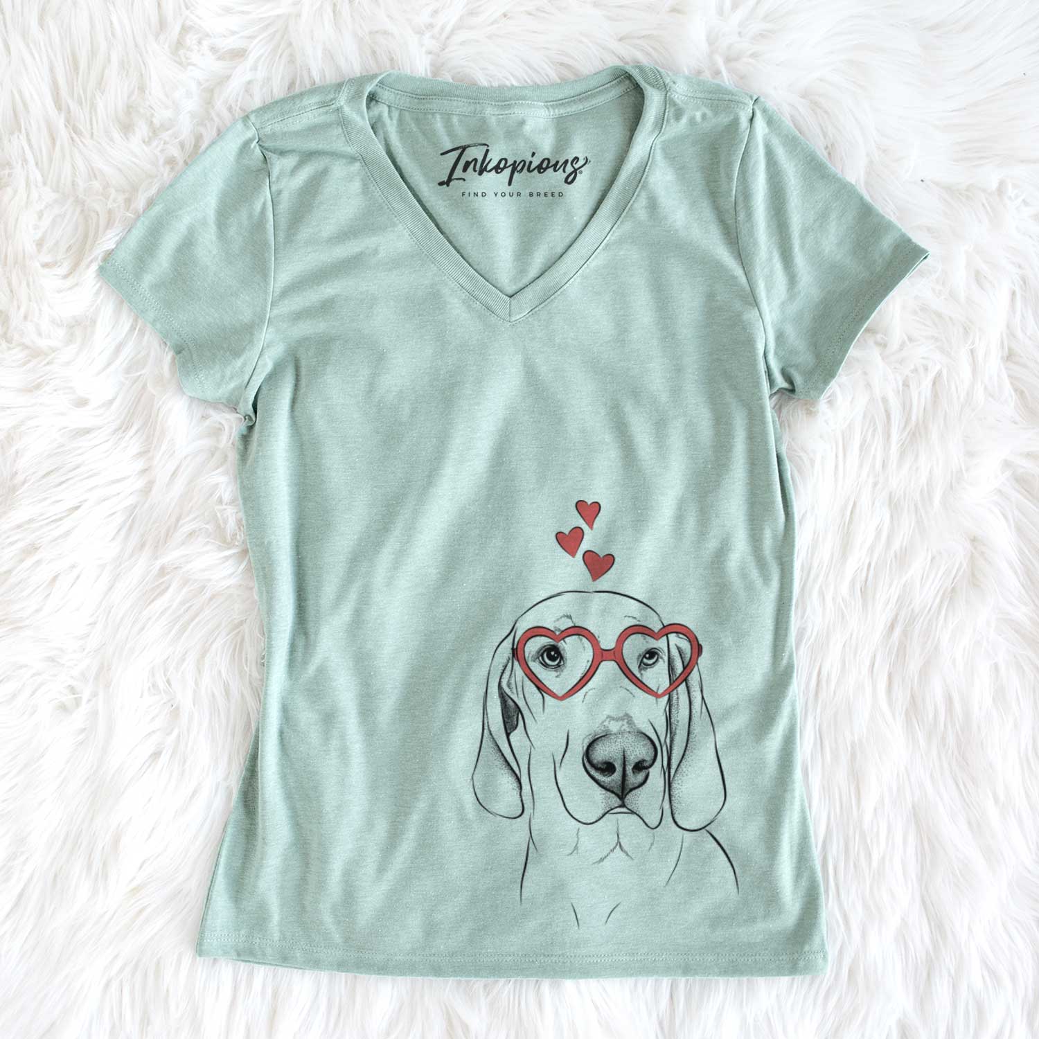 Valentine Beauregard the American Redbone Coonhound - Women's V-neck Shirt