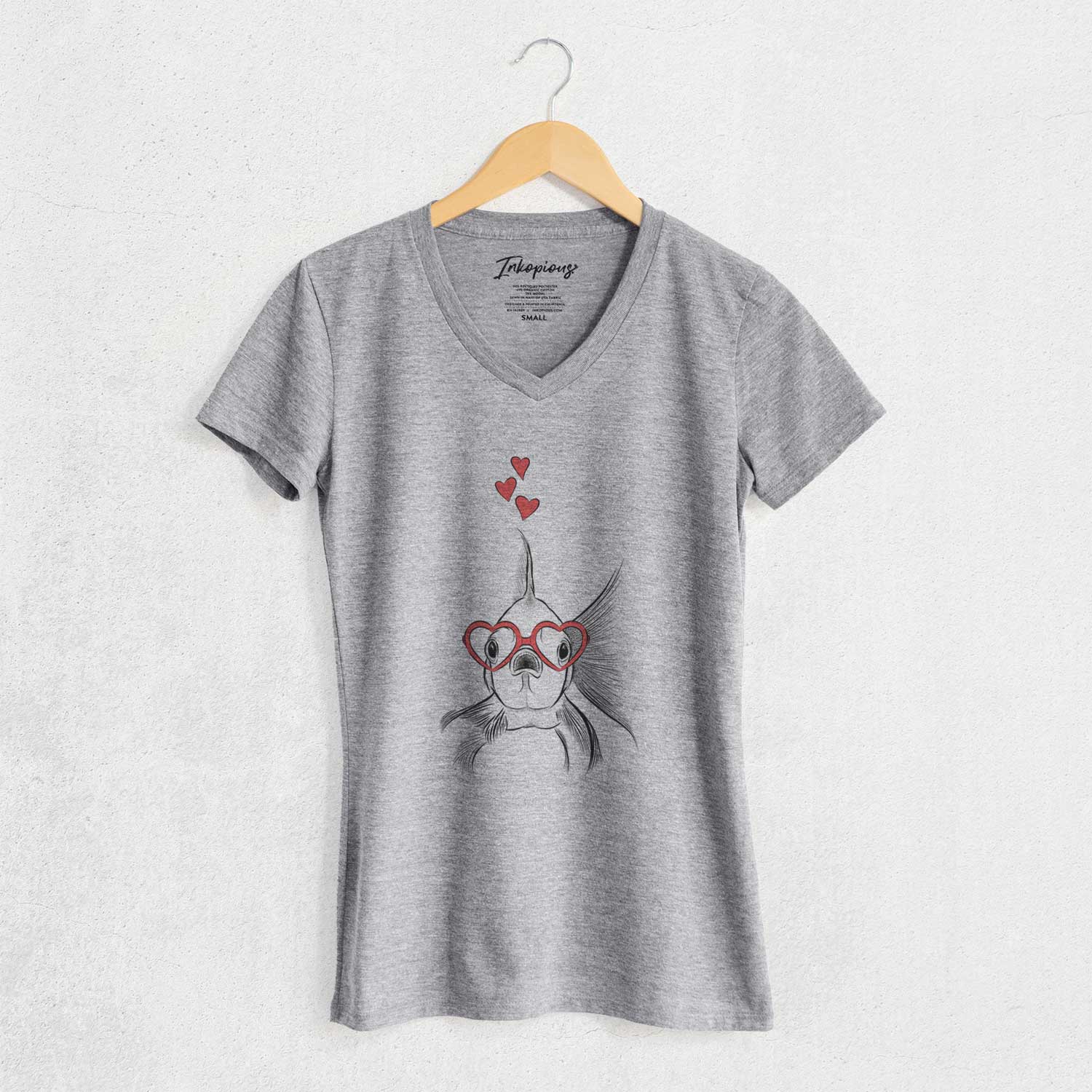 Valentine Beefcake the Goldfish - Women's V-neck Shirt