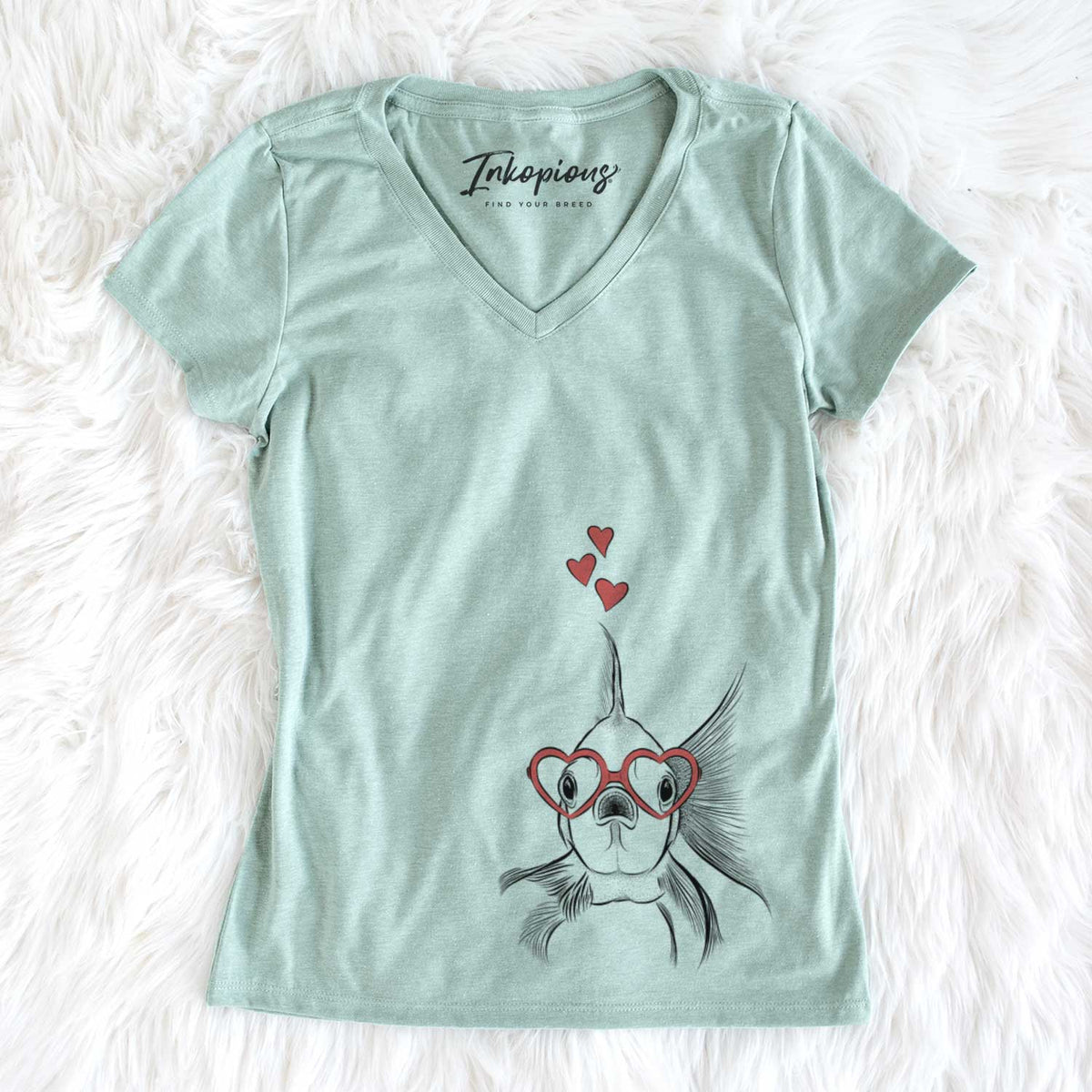 Valentine Beefcake the Goldfish - Women&#39;s V-neck Shirt