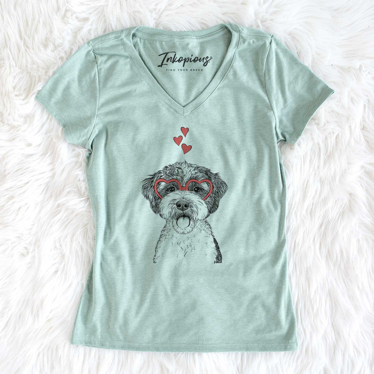 Valentine Bella the Cockapoo - Women's V-neck Shirt
