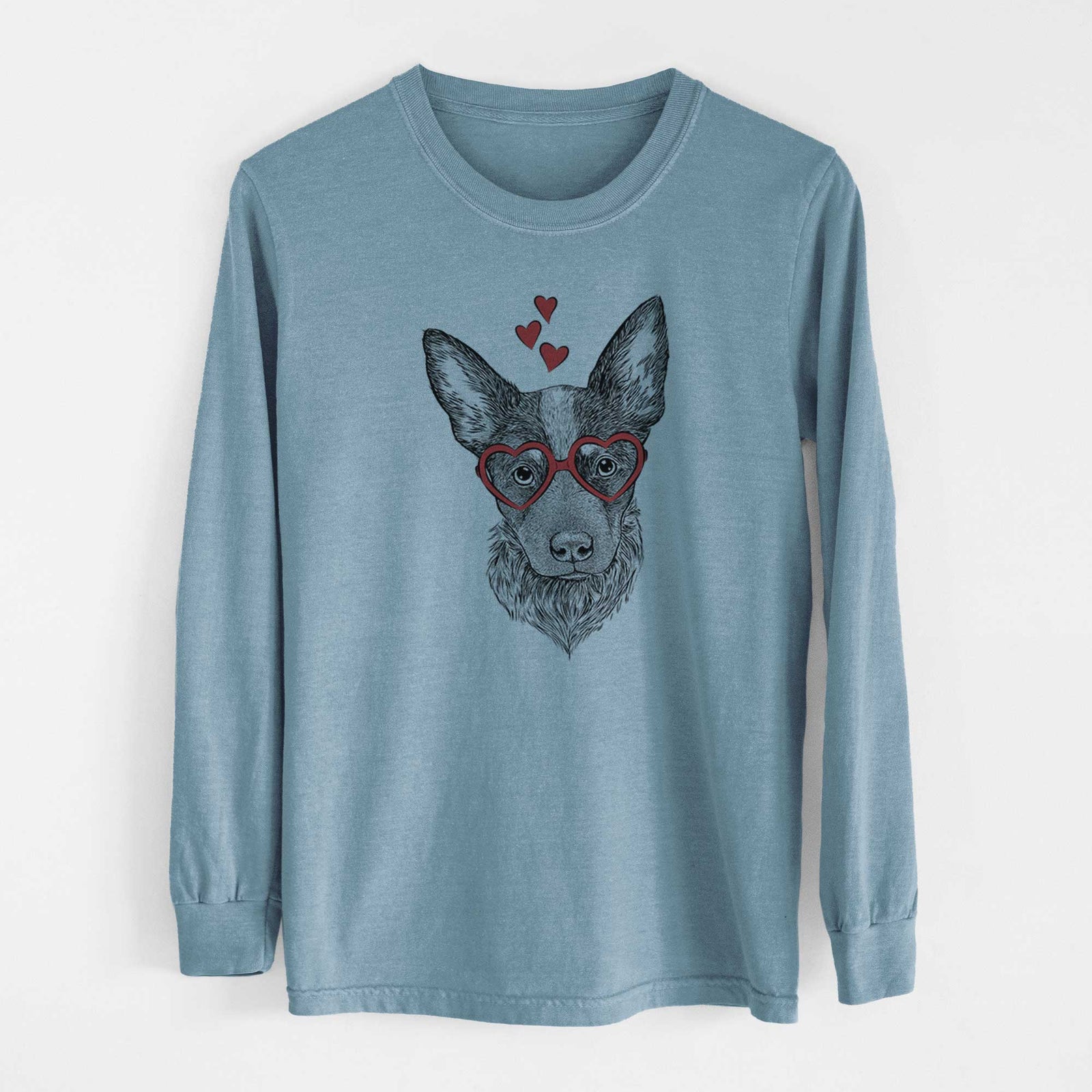 Valentine Bella the Blue Heeler Puppy - Heavyweight 100% Cotton Long Sleeve