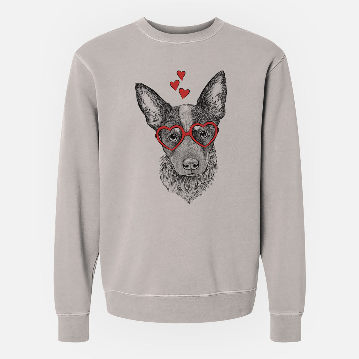 Valentine Bella the Blue Heeler Puppy - Unisex Pigment Dyed Crew Sweatshirt