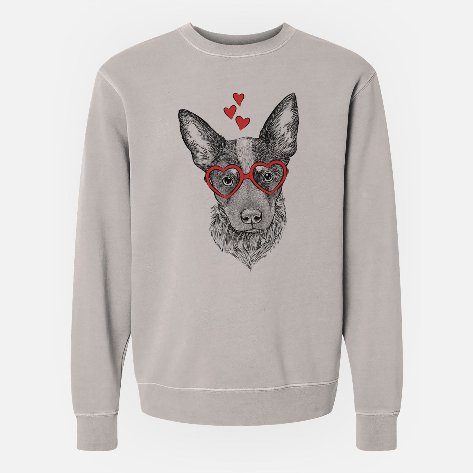 Valentine Bella the Blue Heeler Puppy - Unisex Pigment Dyed Crew Sweatshirt