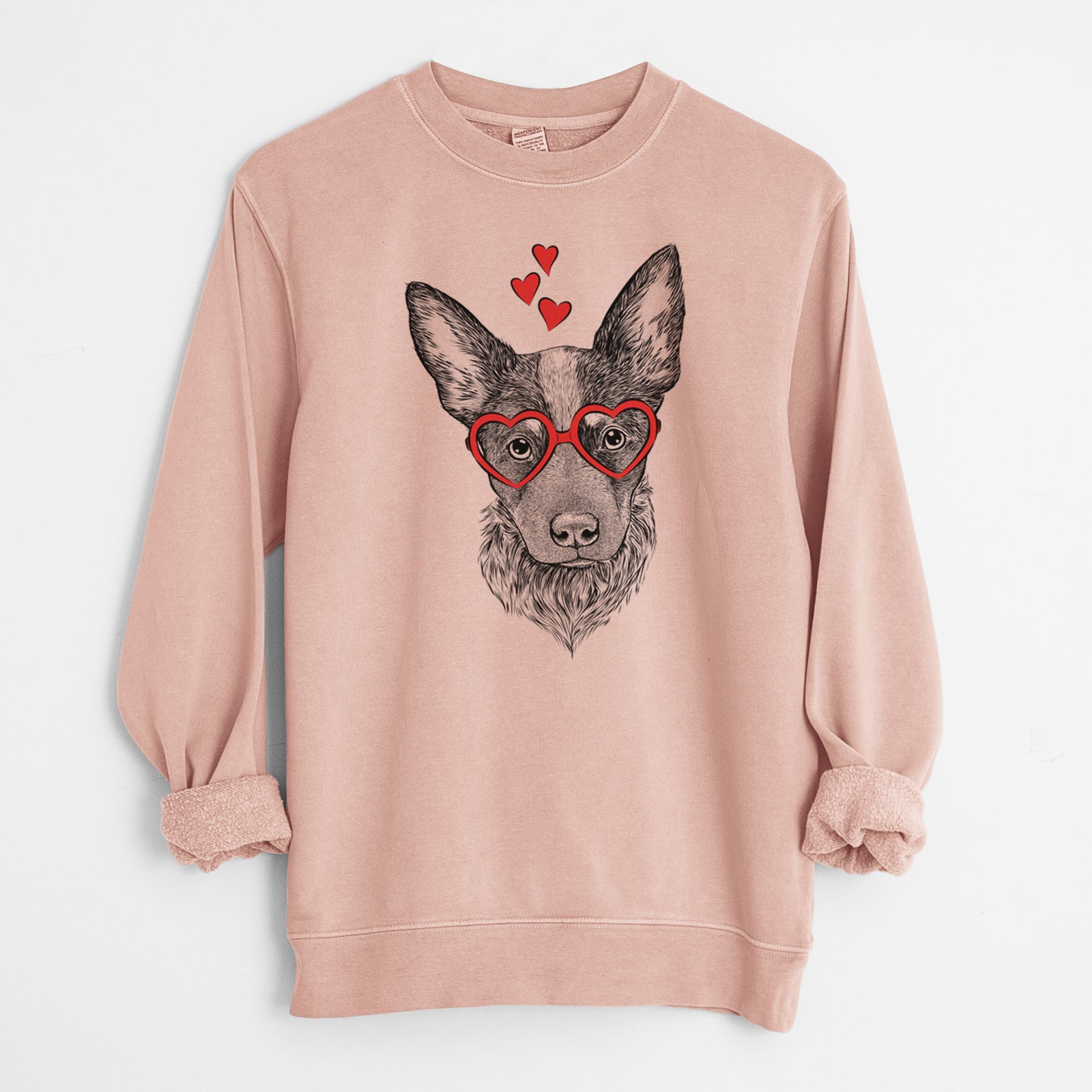 Valentine Bella the Blue Heeler Puppy - Unisex Pigment Dyed Crew Sweatshirt