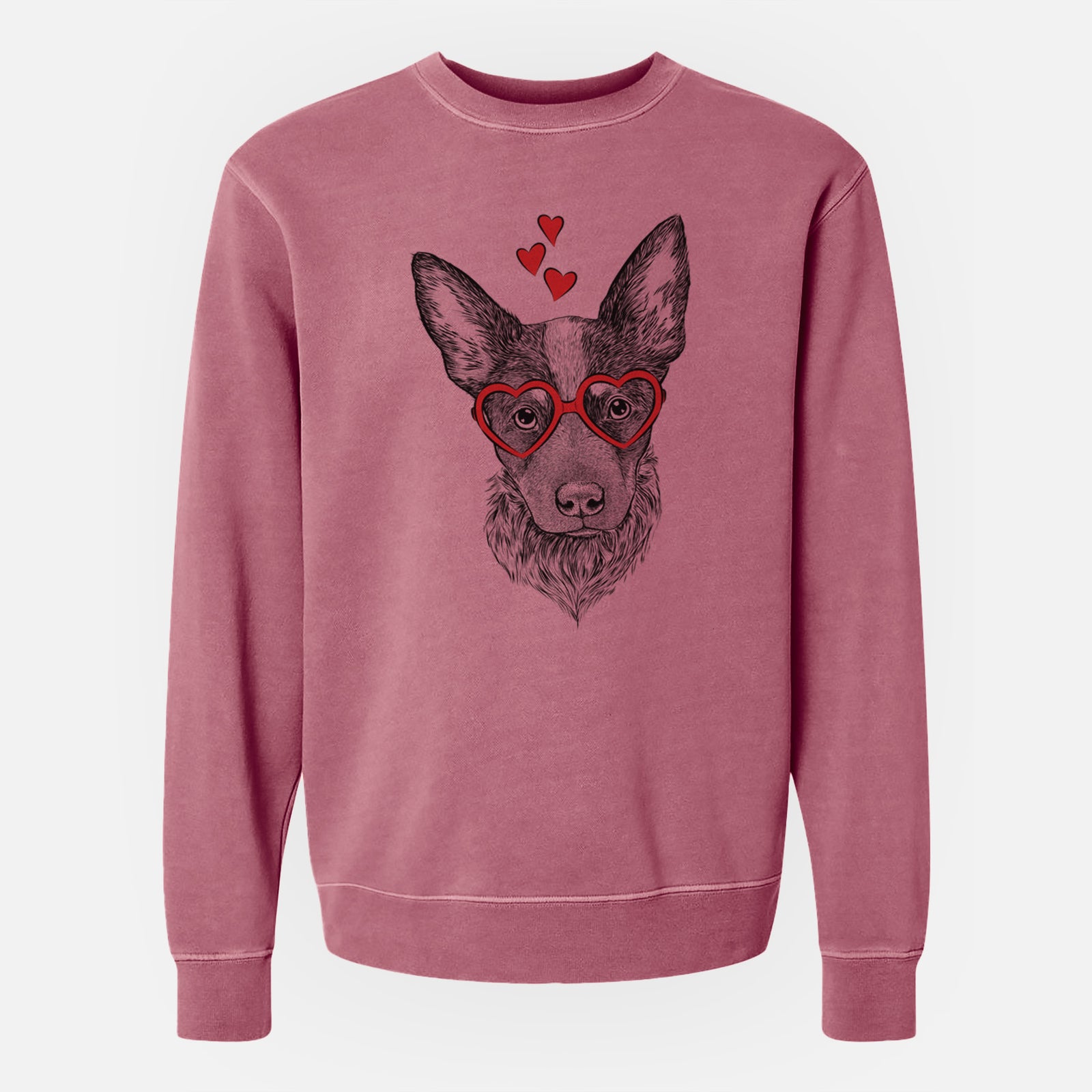 Valentine Bella the Blue Heeler Puppy - Unisex Pigment Dyed Crew Sweatshirt