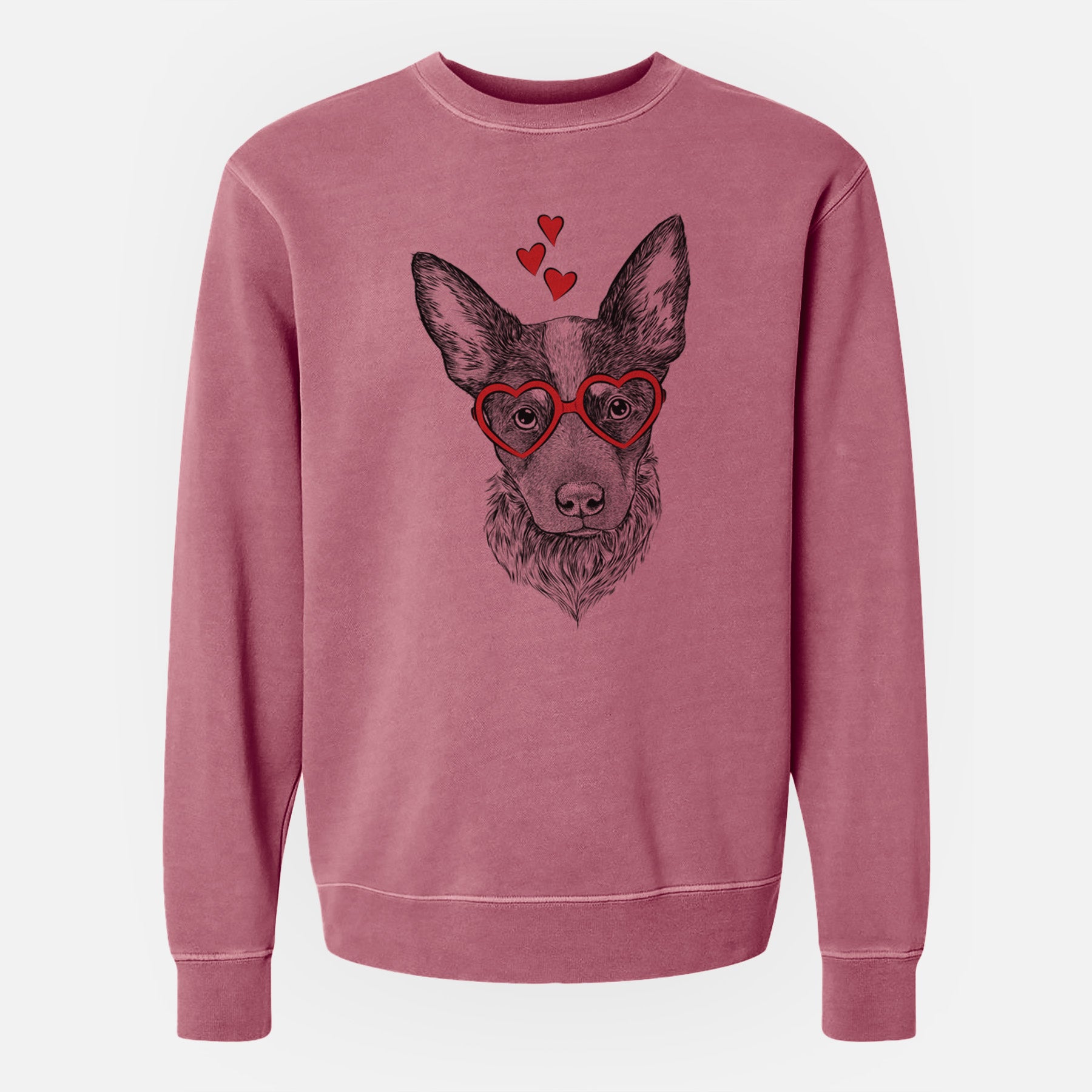 Valentine Bella the Blue Heeler Puppy - Unisex Pigment Dyed Crew Sweatshirt