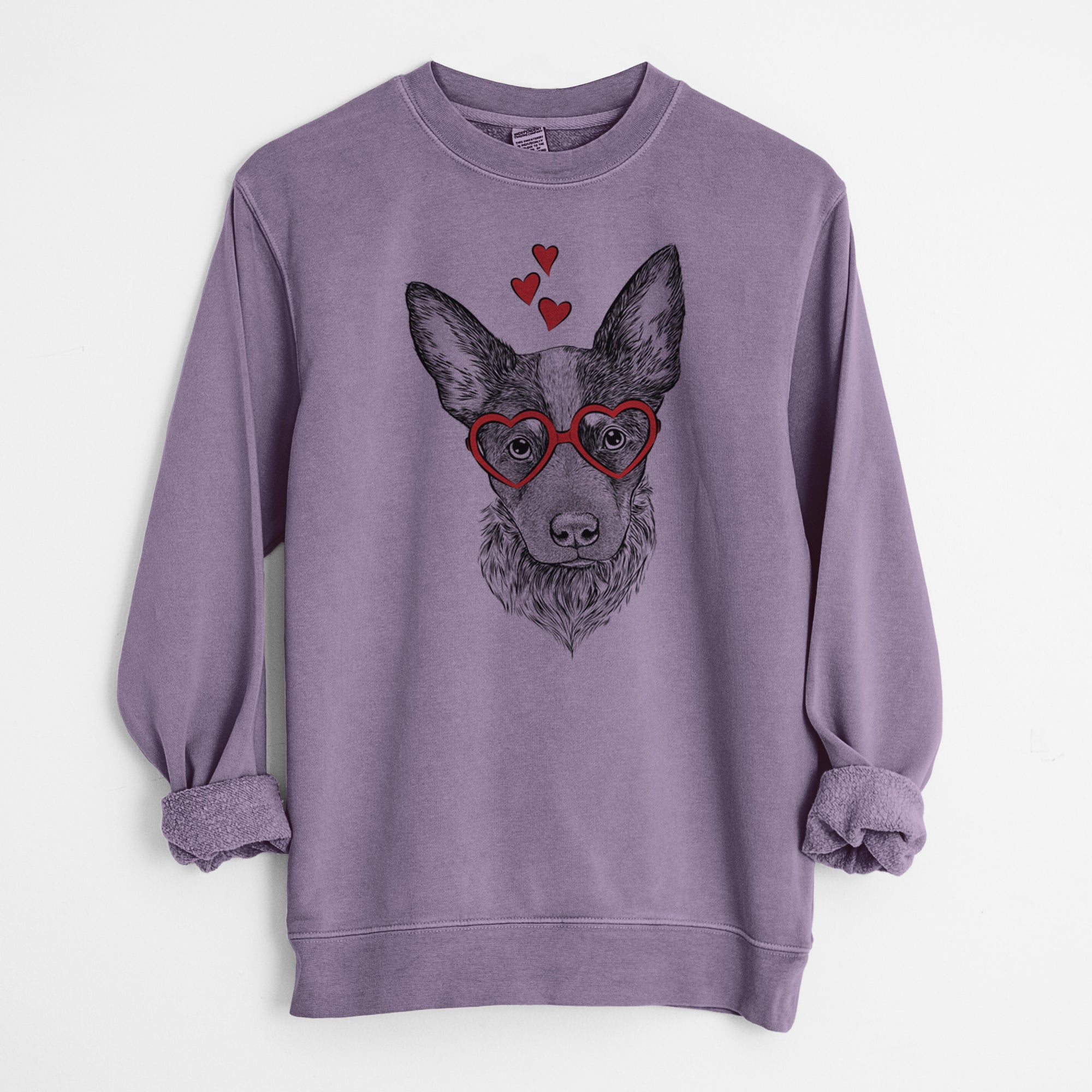 Valentine Bella the Blue Heeler Puppy - Unisex Pigment Dyed Crew Sweatshirt
