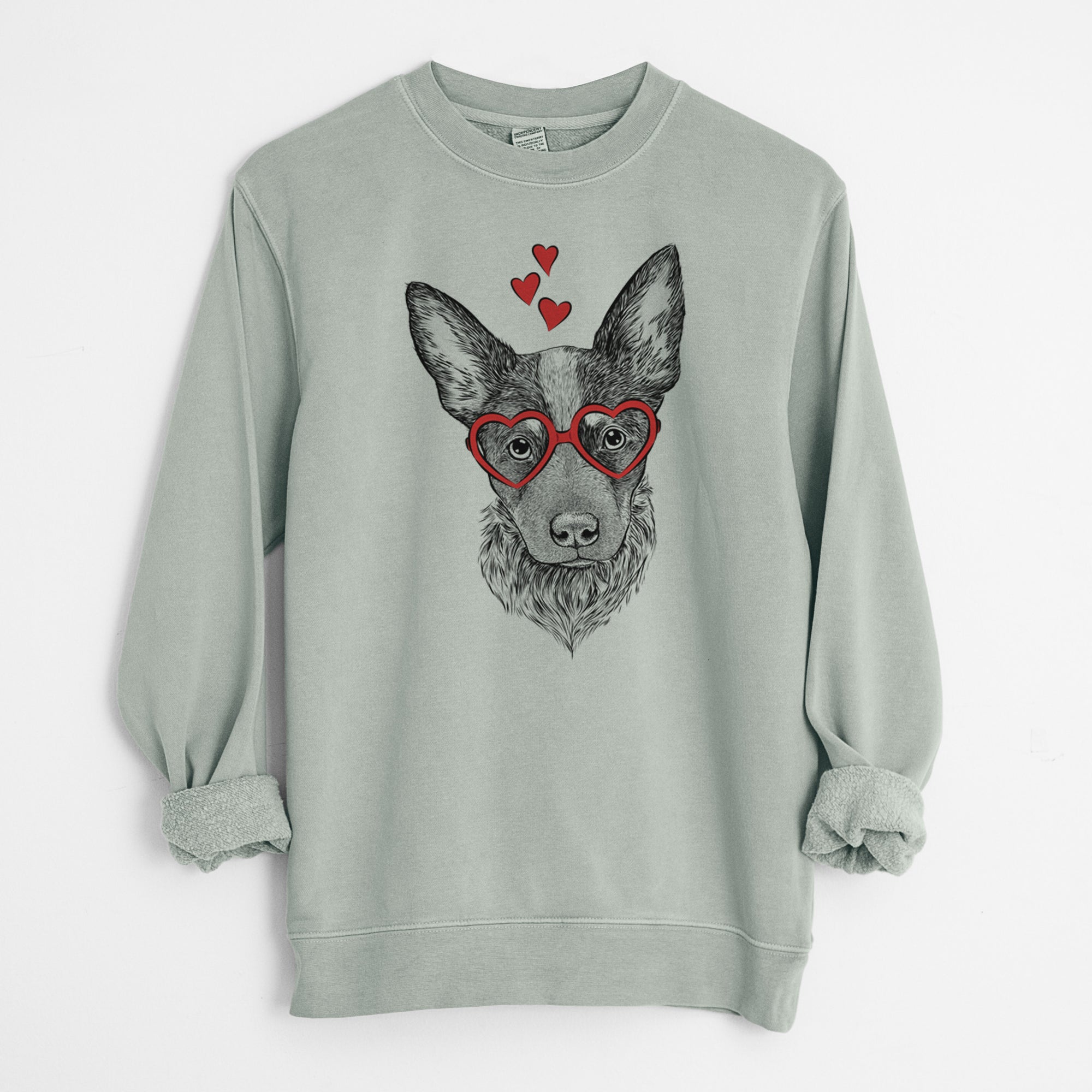 Valentine Bella the Blue Heeler Puppy - Unisex Pigment Dyed Crew Sweatshirt