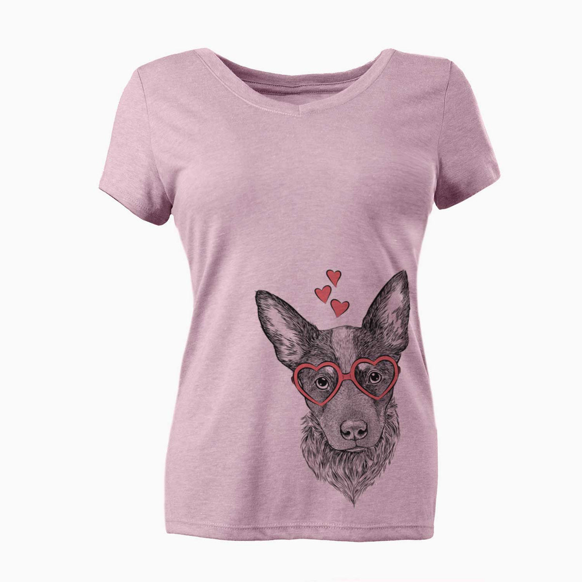 Valentine Bella the Blue Heeler Puppy - Women's V-neck Shirt