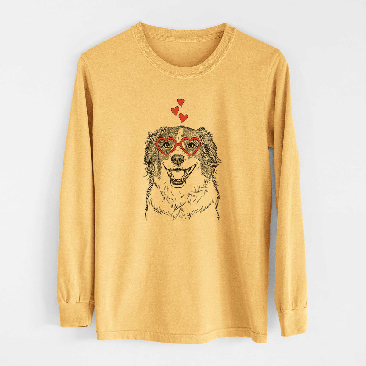 Valentine Belle the Australian Shepherd Mix - Heavyweight 100% Cotton Long Sleeve