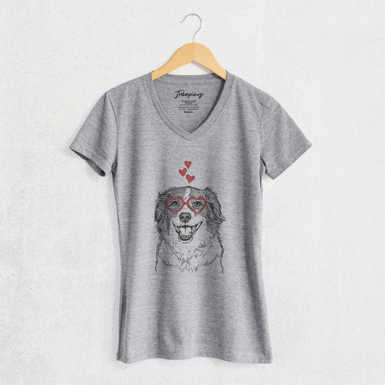 Valentine Belle the Australian Shepherd Mix - Women's V-neck Shirt