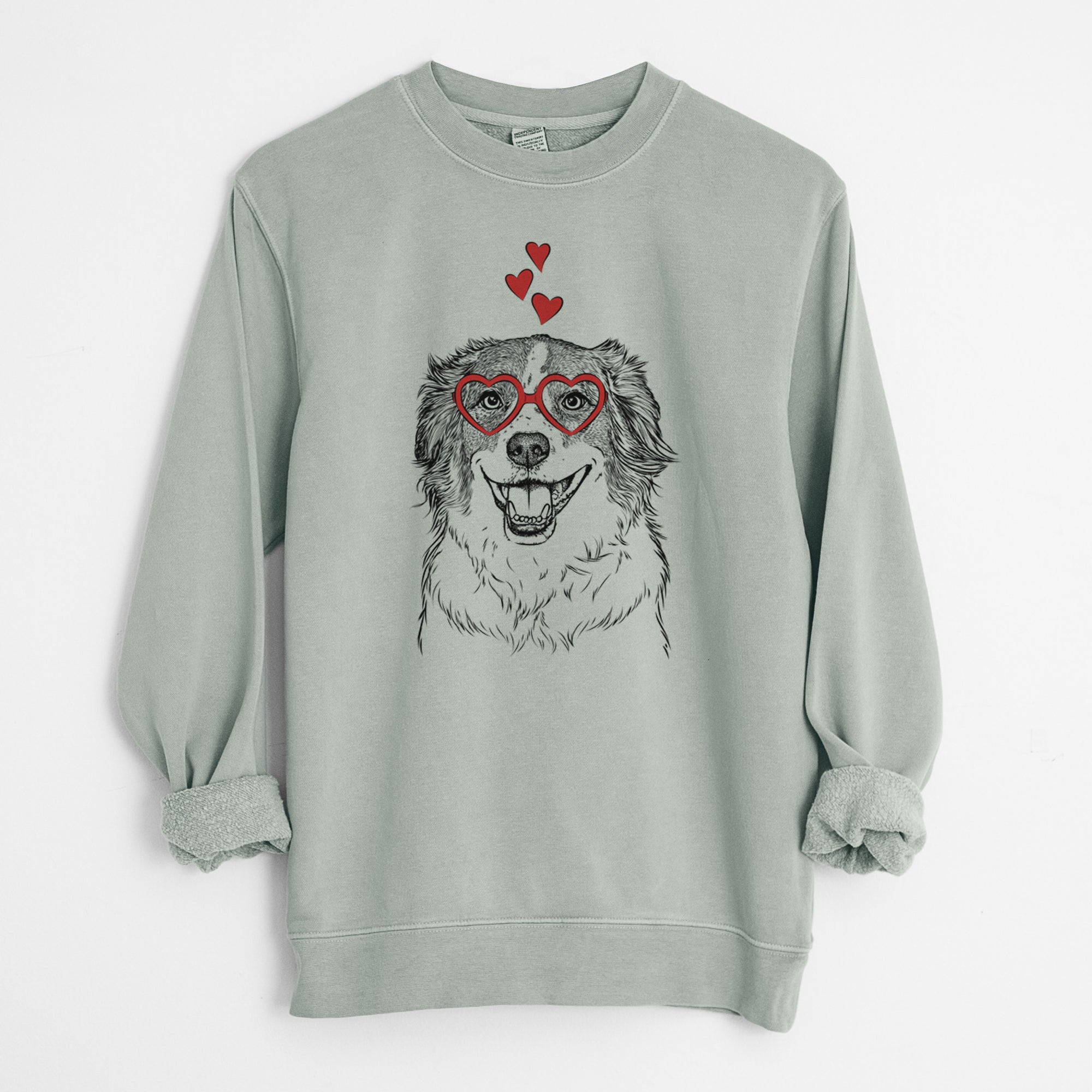 Valentine Belle the Australian Shepherd Mix - Unisex Pigment Dyed Crew Sweatshirt