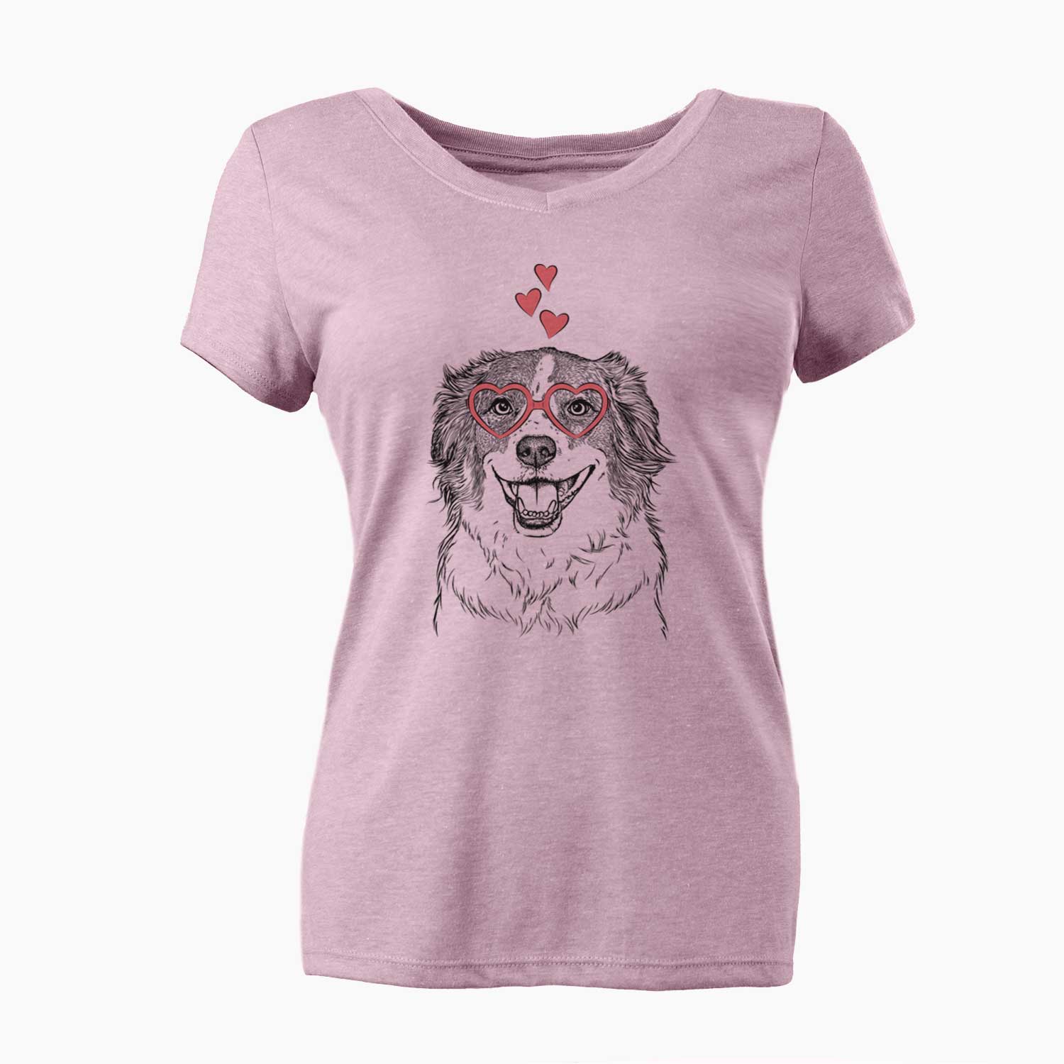 Valentine Belle the Australian Shepherd Mix - Women's V-neck Shirt