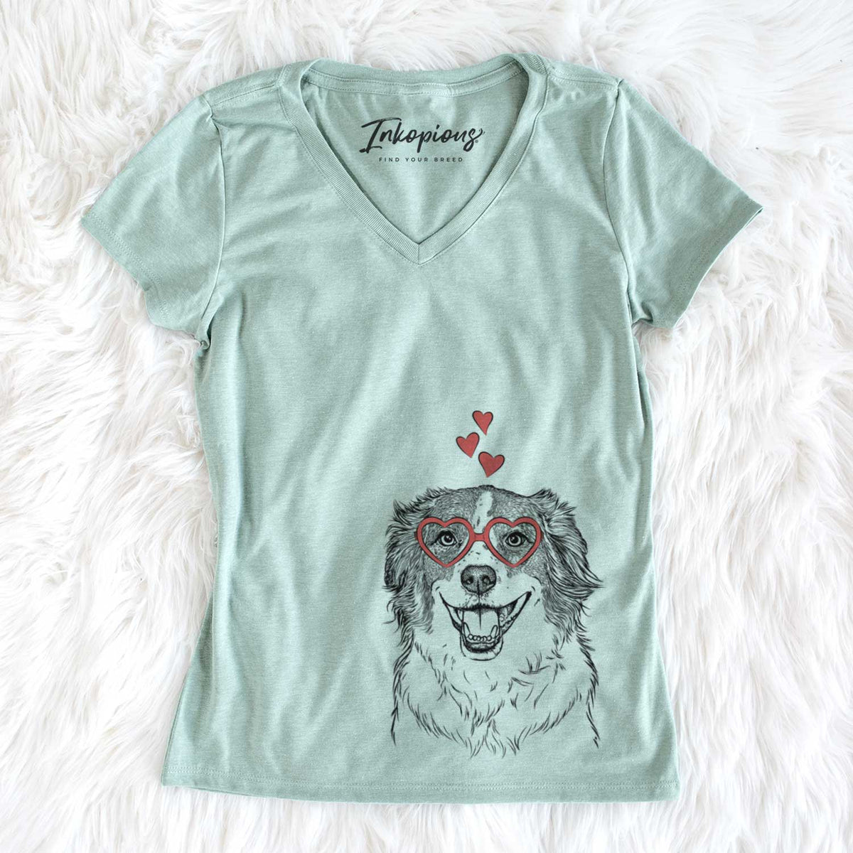 Valentine Belle the Australian Shepherd Mix - Women&#39;s V-neck Shirt