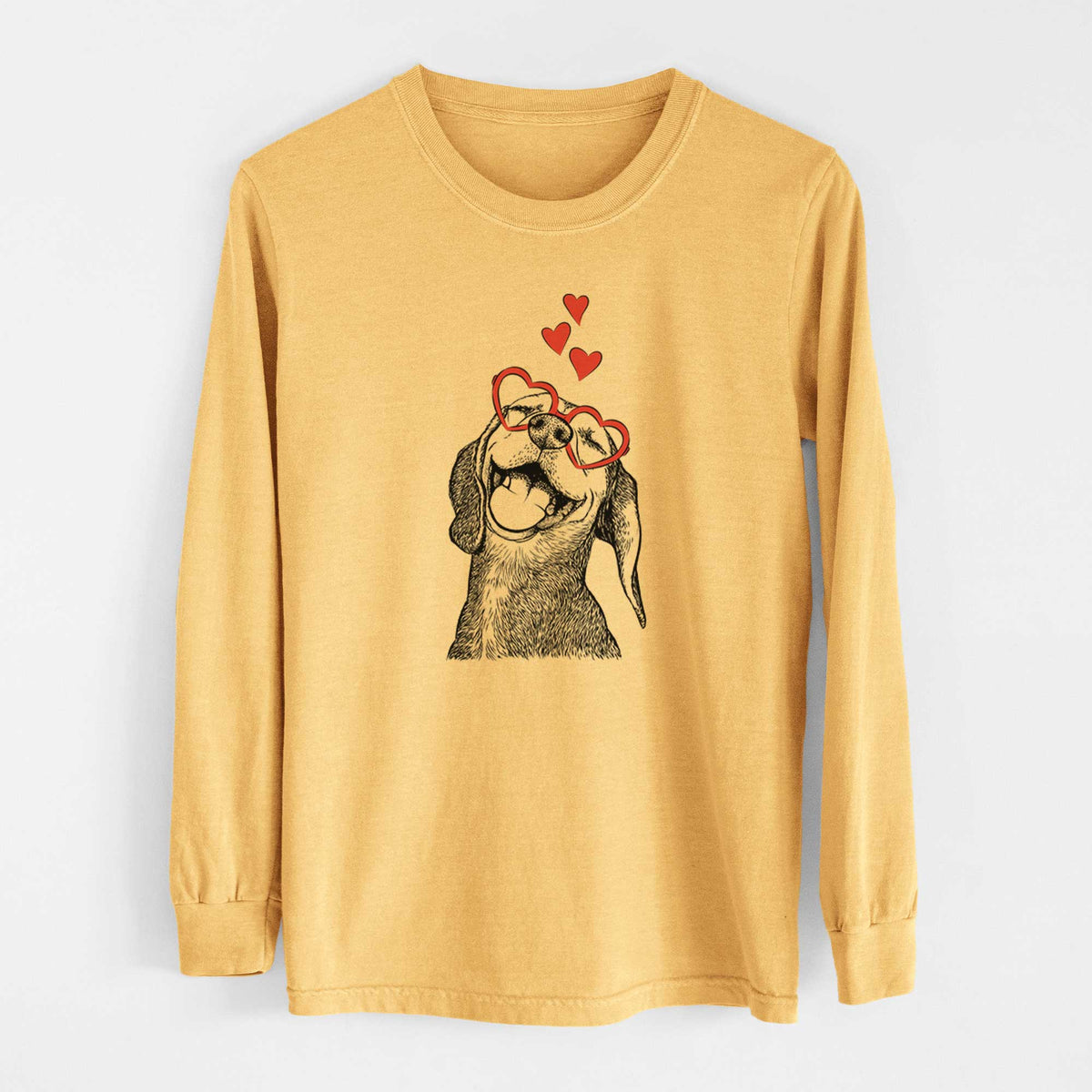 Valentine Belle the Hound Mix - Heavyweight 100% Cotton Long Sleeve