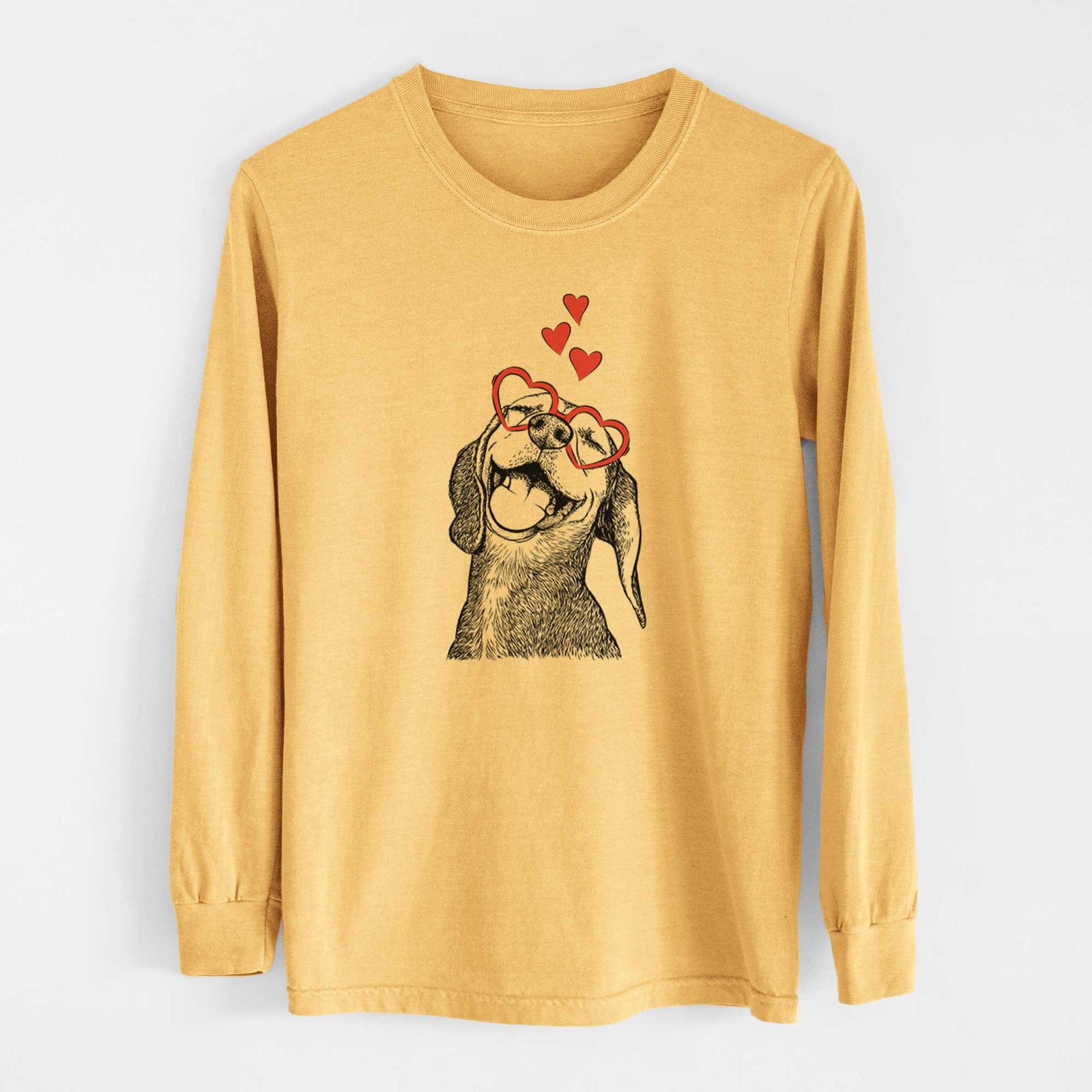 Valentine Belle the Hound Mix - Heavyweight 100% Cotton Long Sleeve