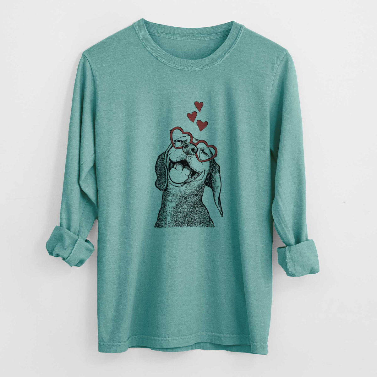 Valentine Belle the Hound Mix - Heavyweight 100% Cotton Long Sleeve