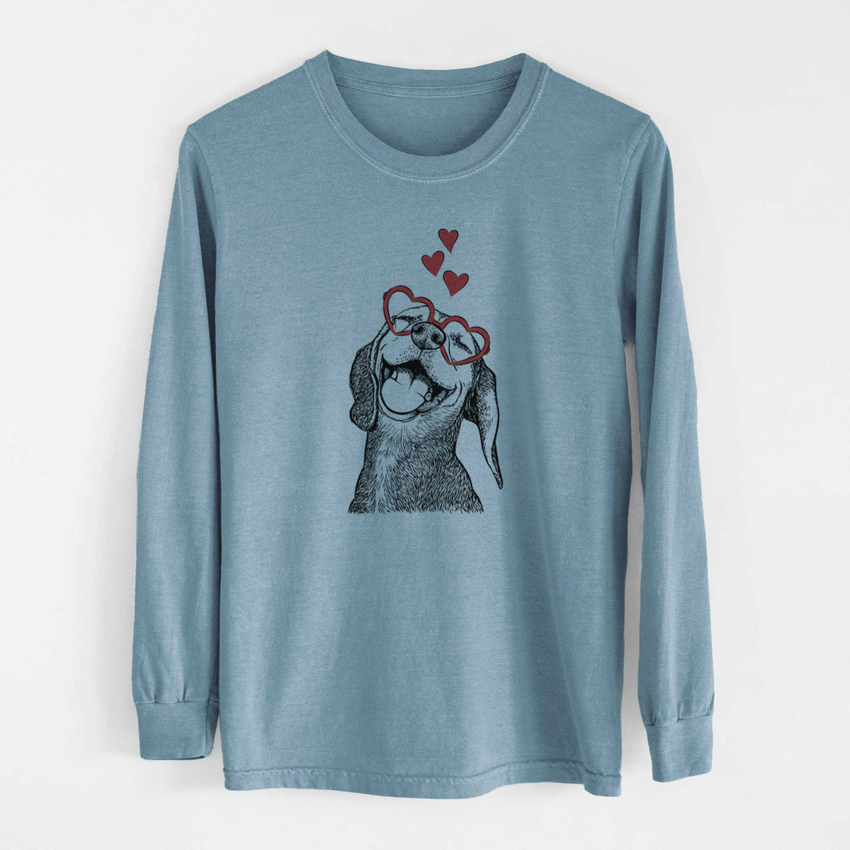 Valentine Belle the Hound Mix - Heavyweight 100% Cotton Long Sleeve