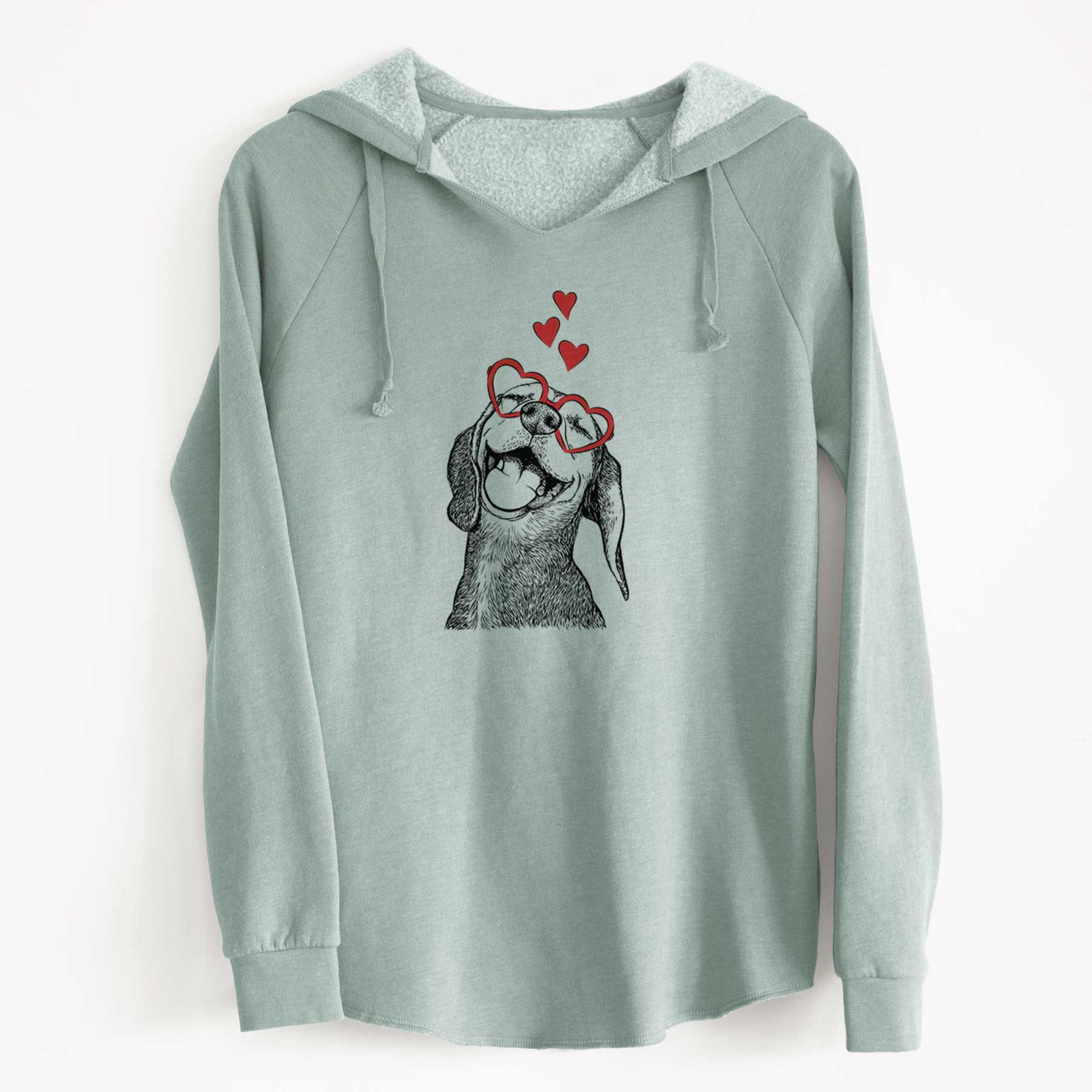 Valentine Belle the Hound Mix - Cali Wave Hooded Sweatshirt